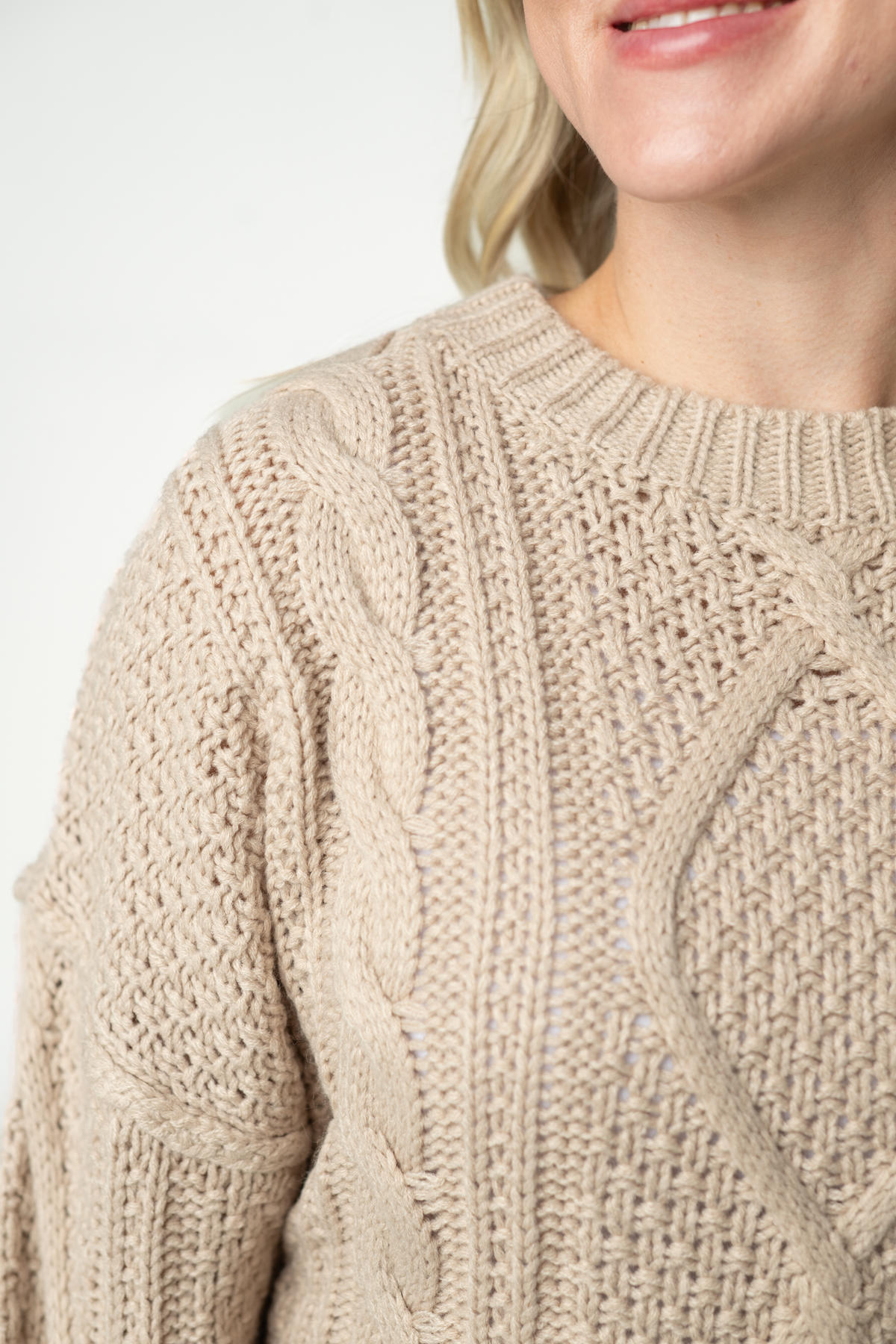 IN STOCK Cable Knit Sweater - Latte by Michelle Mae
