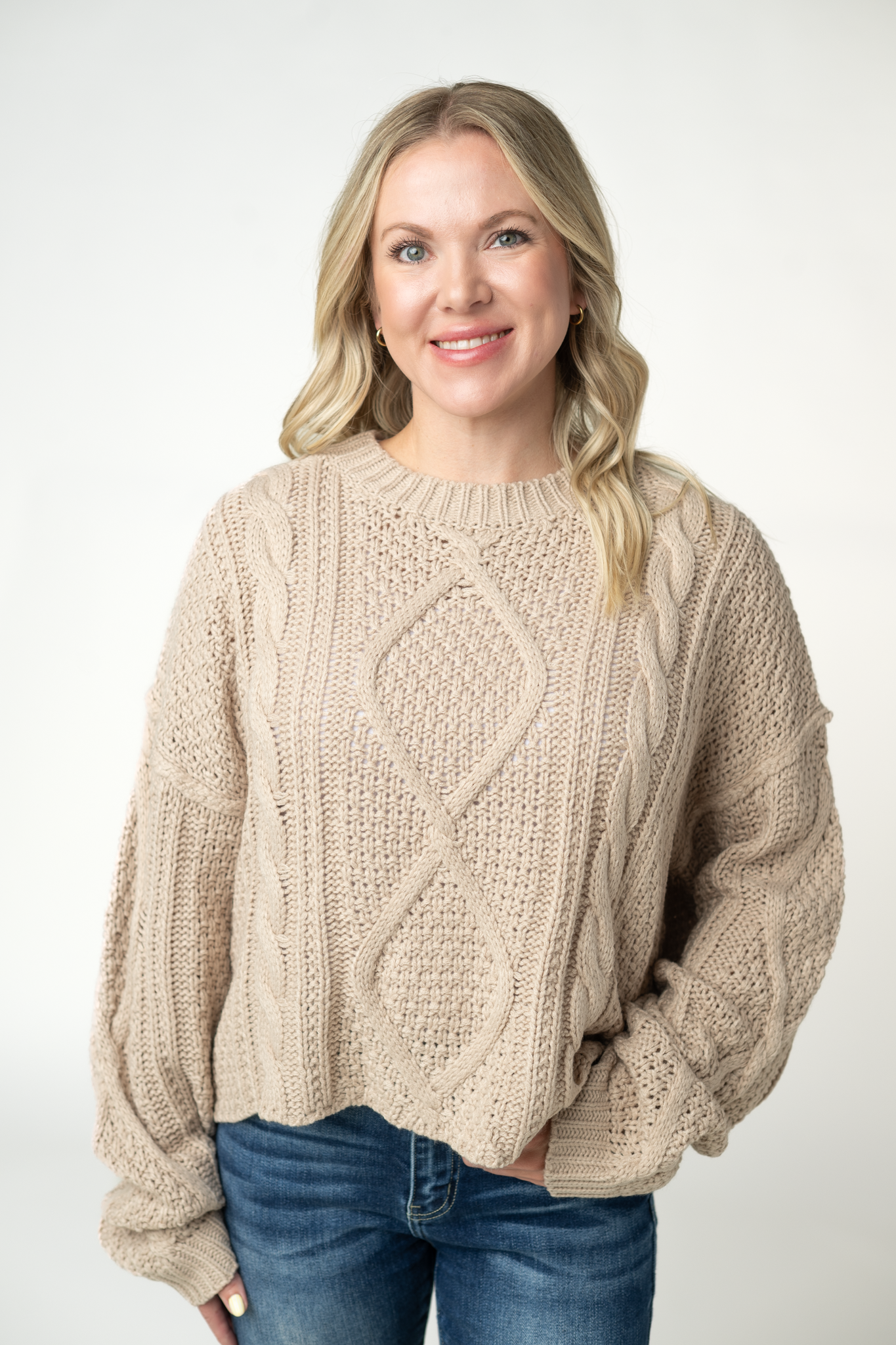 IN STOCK Cable Knit Sweater - Latte by Michelle Mae