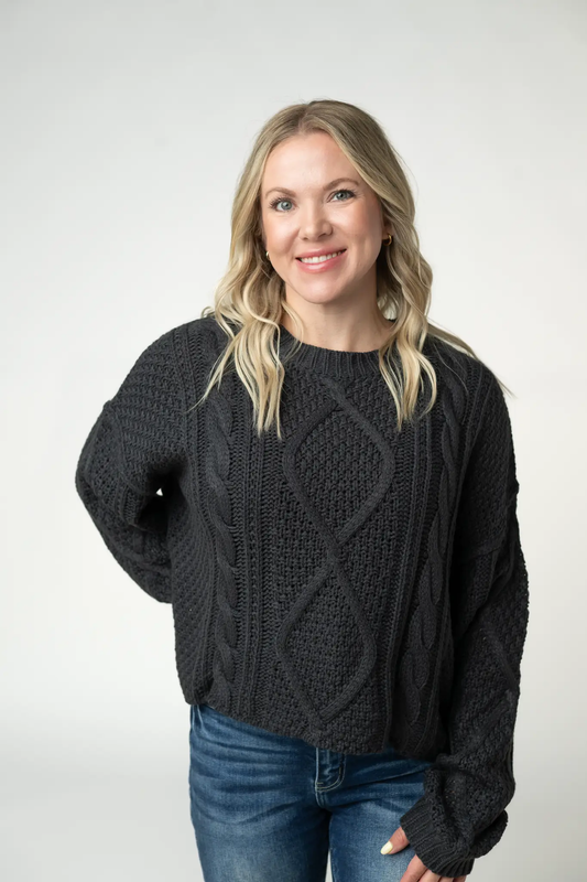 Cable Knit Sweater - Charcoal by Michelle Mae