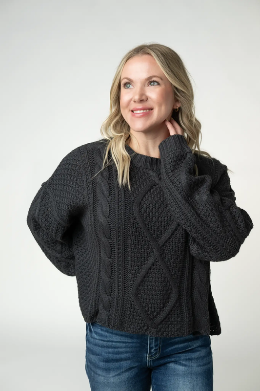 Cable Knit Sweater - Charcoal by Michelle Mae