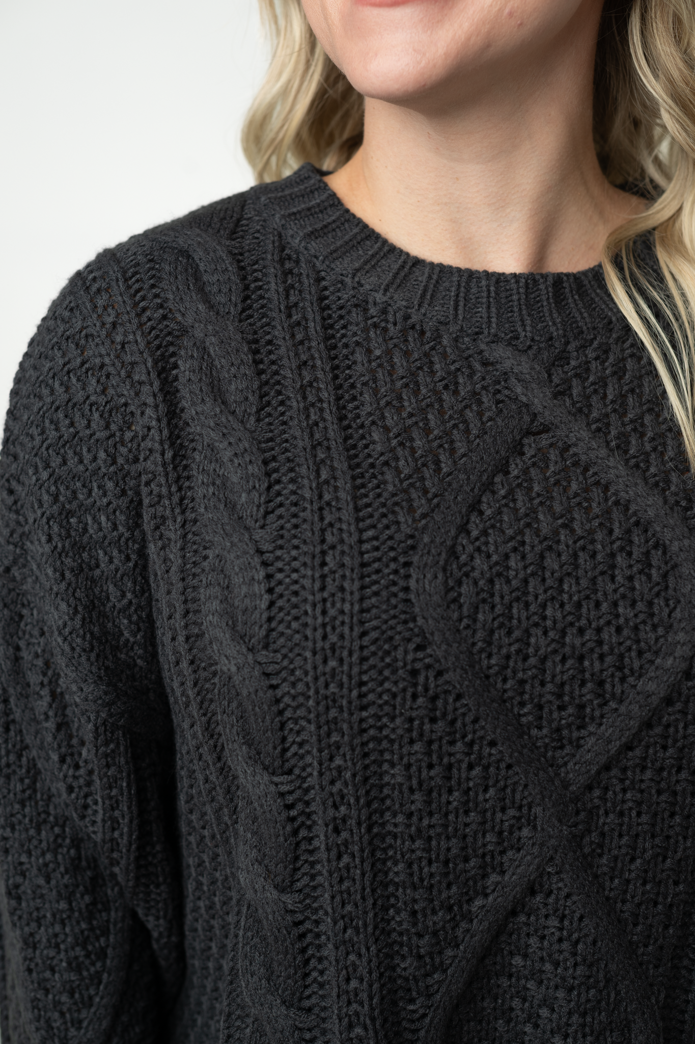 IN STOCK Cable Knit Sweater - Charcoal by Michelle Mae