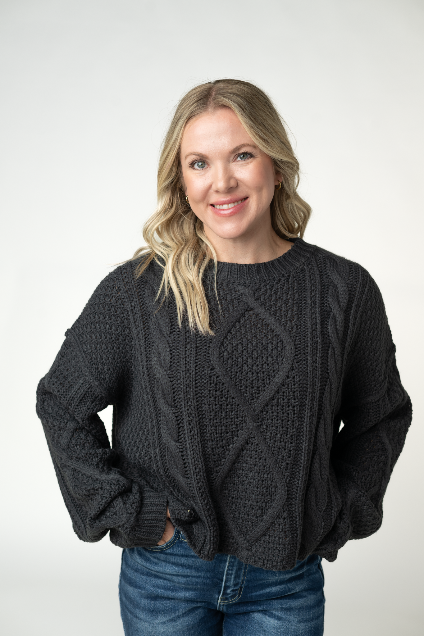 IN STOCK Cable Knit Sweater - Charcoal by Michelle Mae