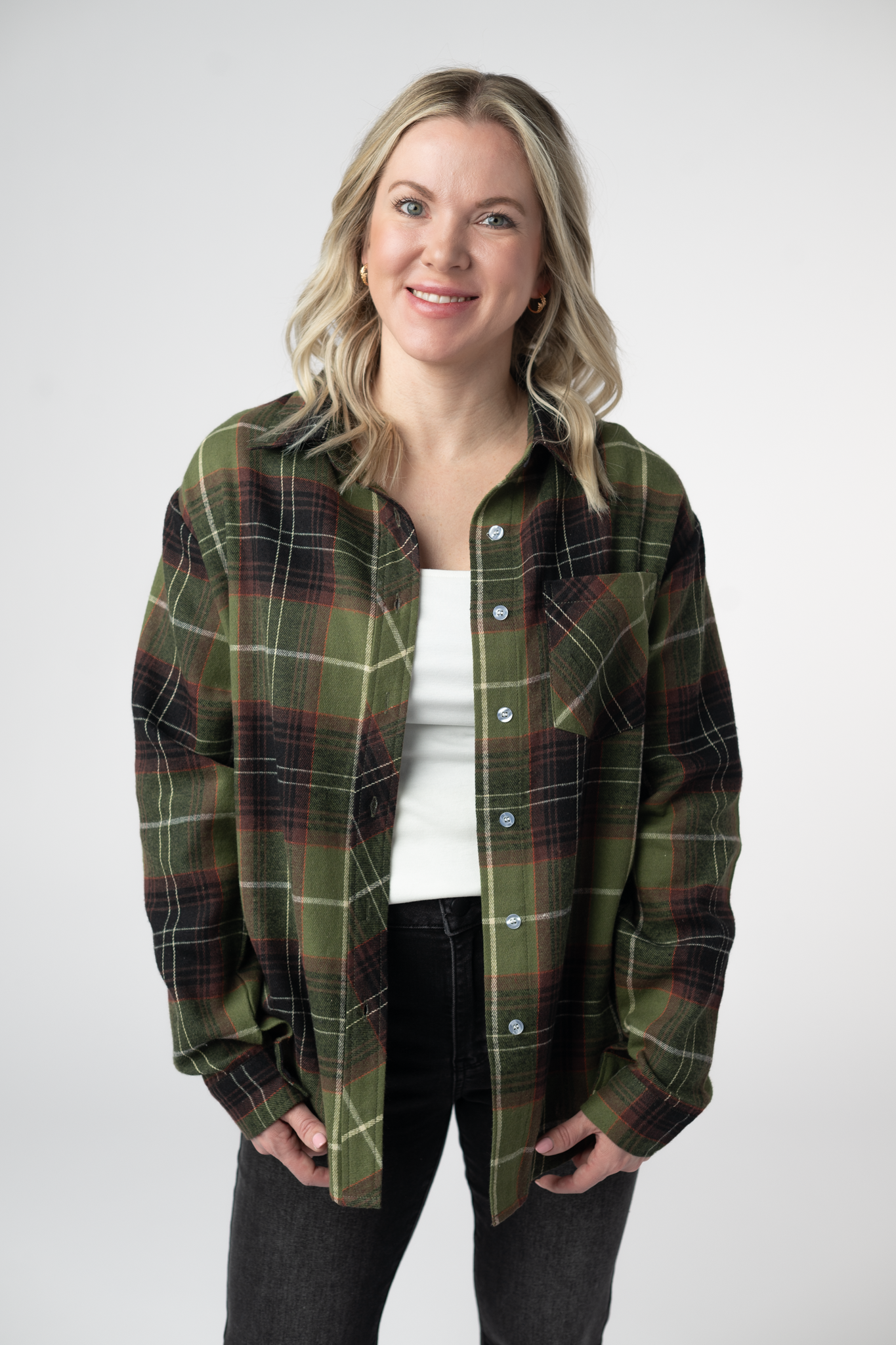 Finley Plaid Top - Olive and Brown by Michelle Mae