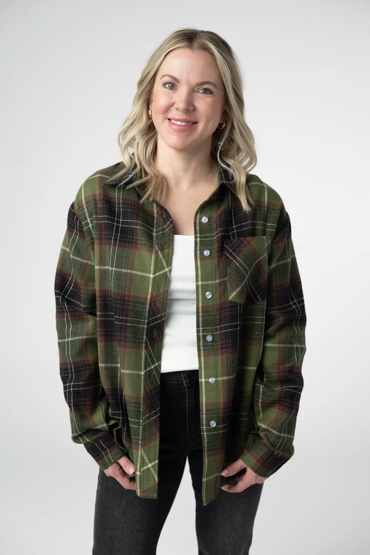 Finley Plaid Top - Olive and Brown by Michelle Mae