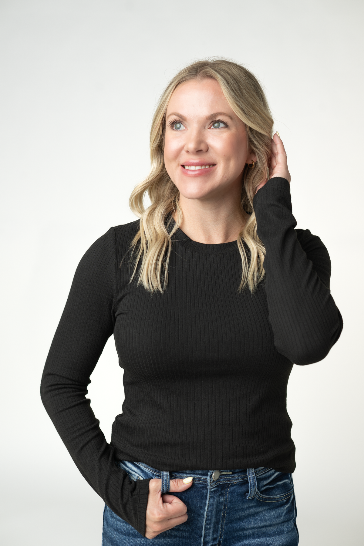 IN STOCK Reese Ribbed Long Sleeve Top - Black by Michelle Mae