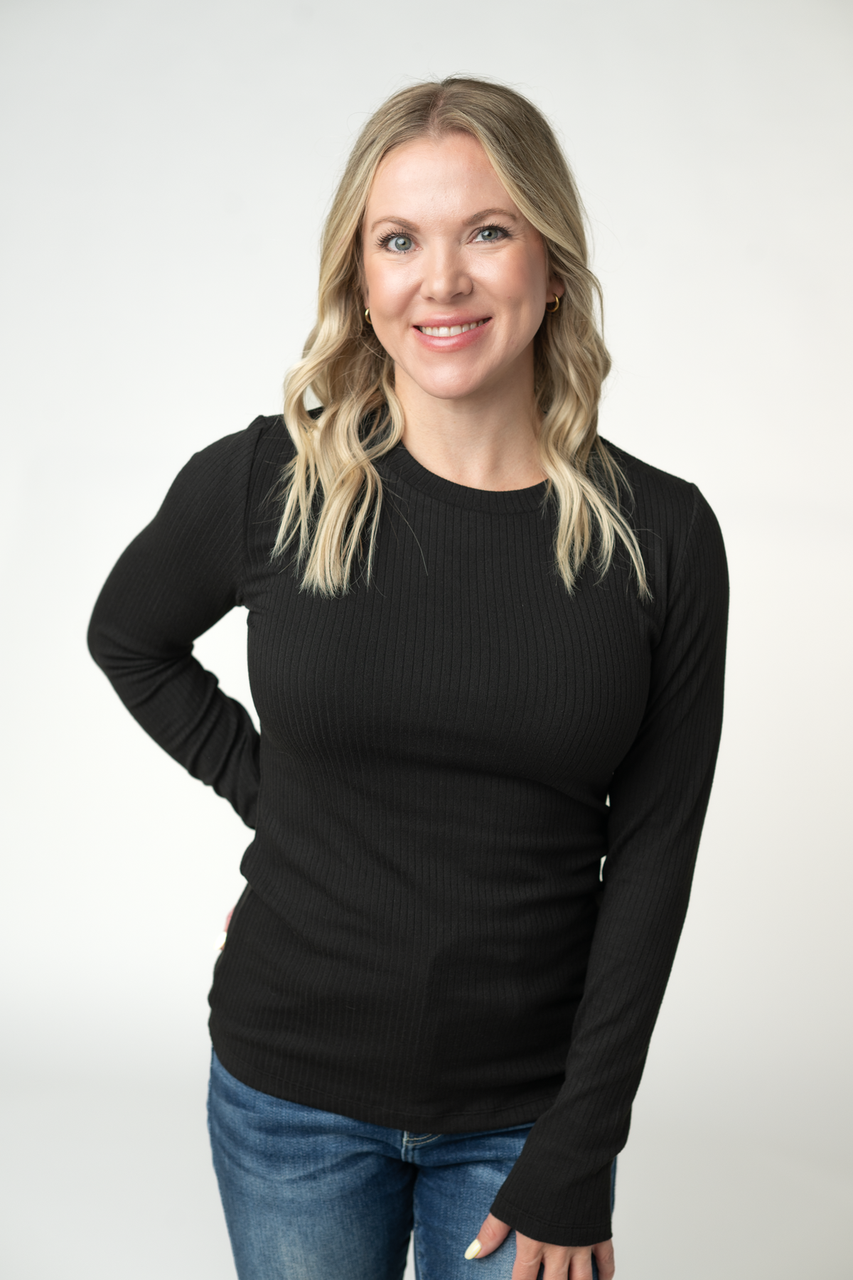 IN STOCK Reese Ribbed Long Sleeve Top - Black by Michelle Mae