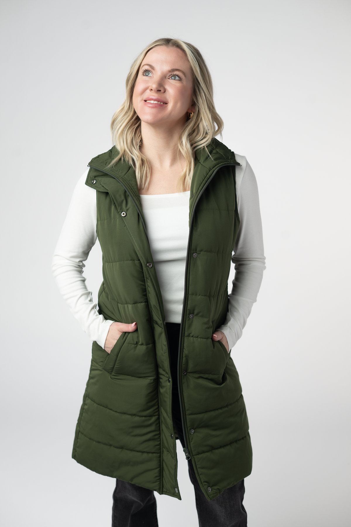 IN STOCK Harlow Long Vest - Dark Olive by Michelle Mae