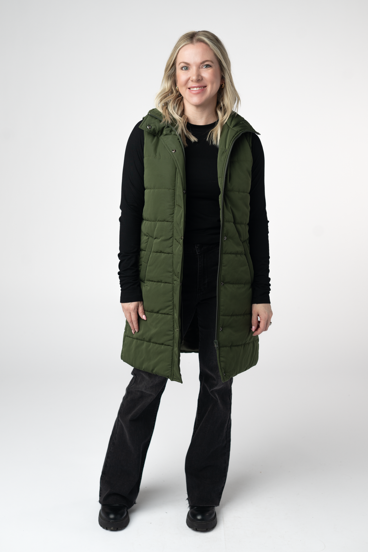 IN STOCK Harlow Long Vest - Dark Olive by Michelle Mae