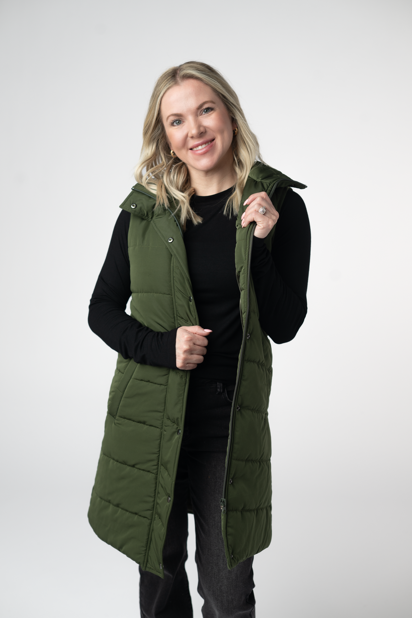 IN STOCK Harlow Long Vest - Dark Olive by Michelle Mae