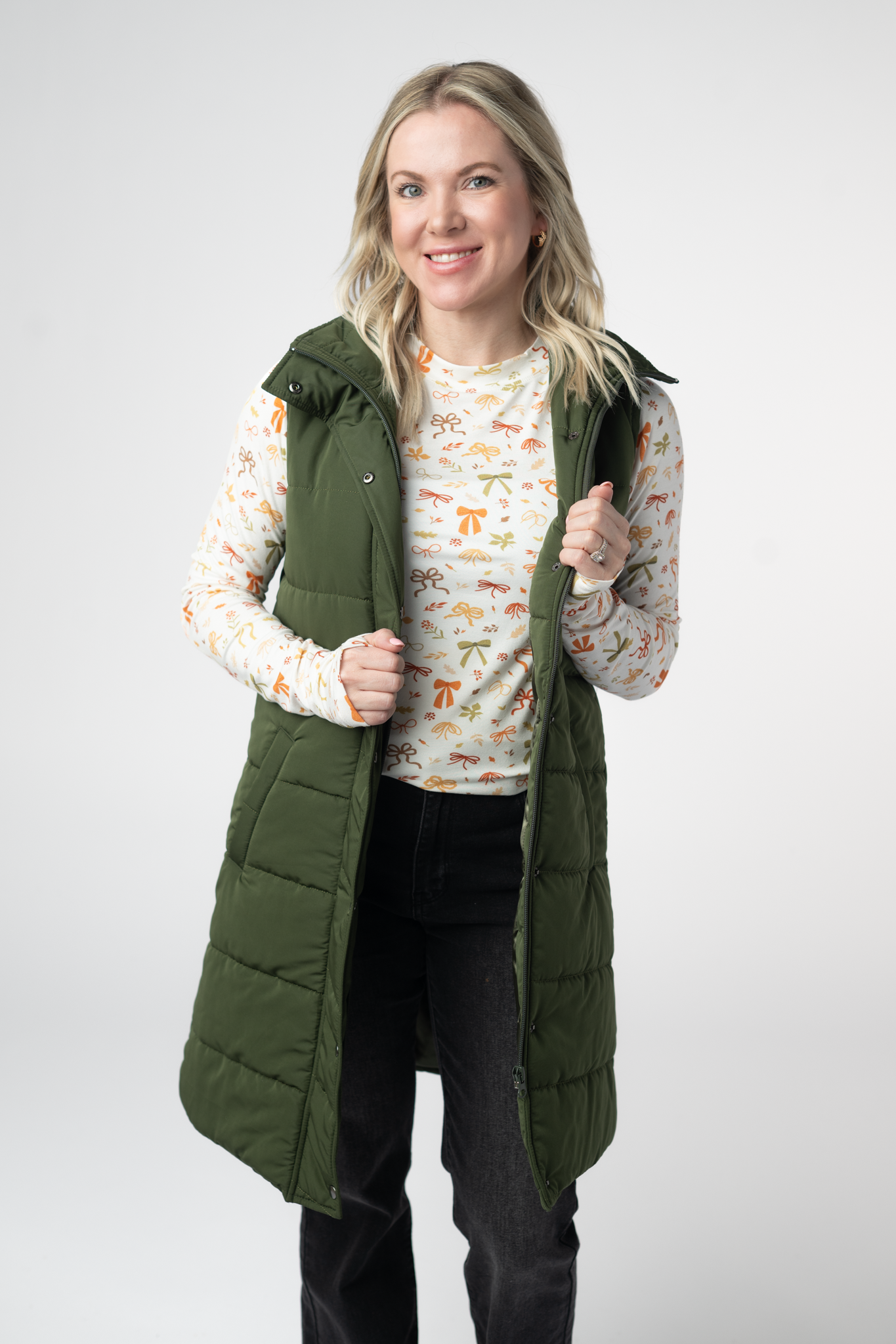 IN STOCK Harlow Long Vest - Dark Olive by Michelle Mae