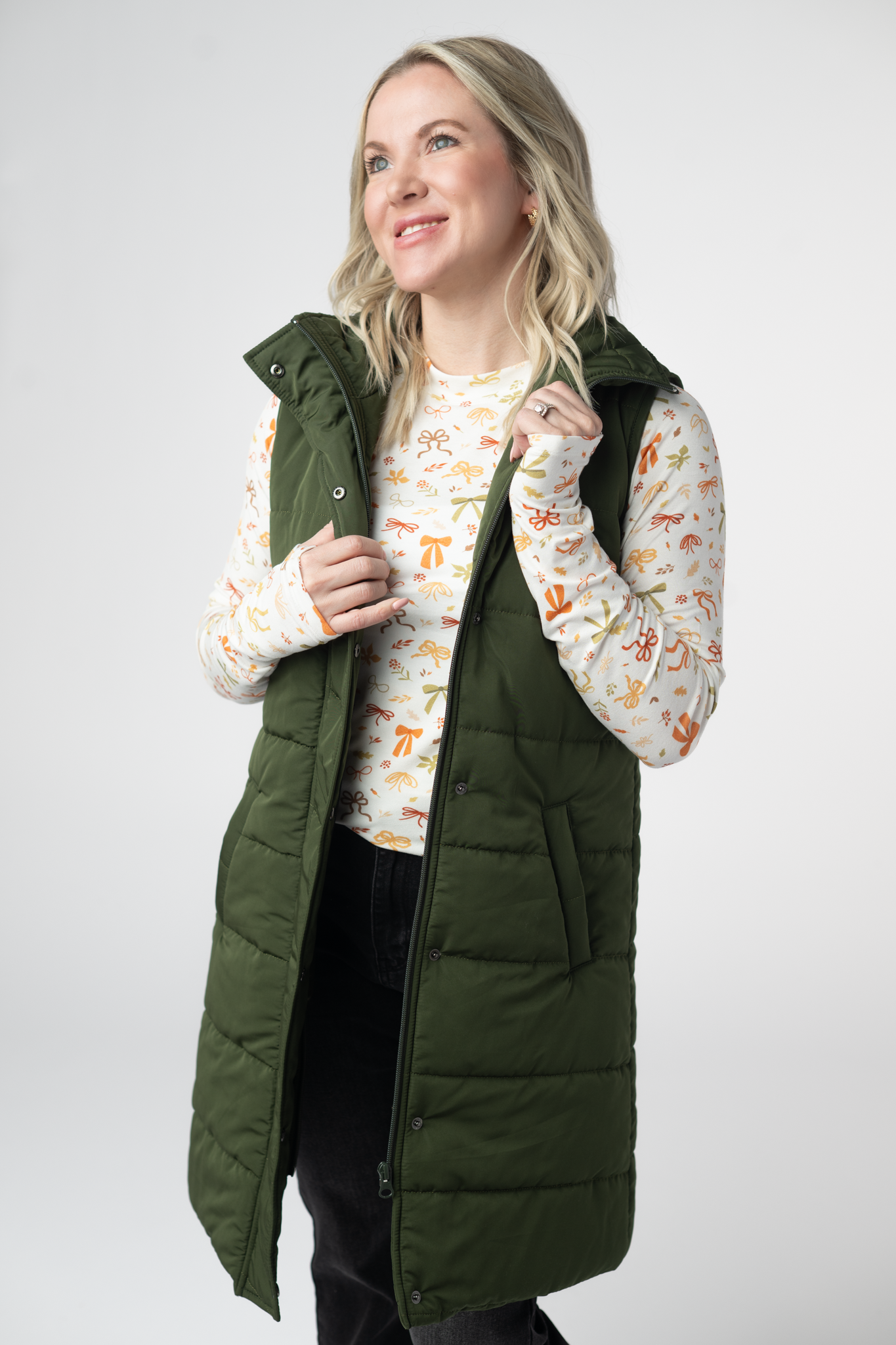IN STOCK Harlow Long Vest - Dark Olive by Michelle Mae