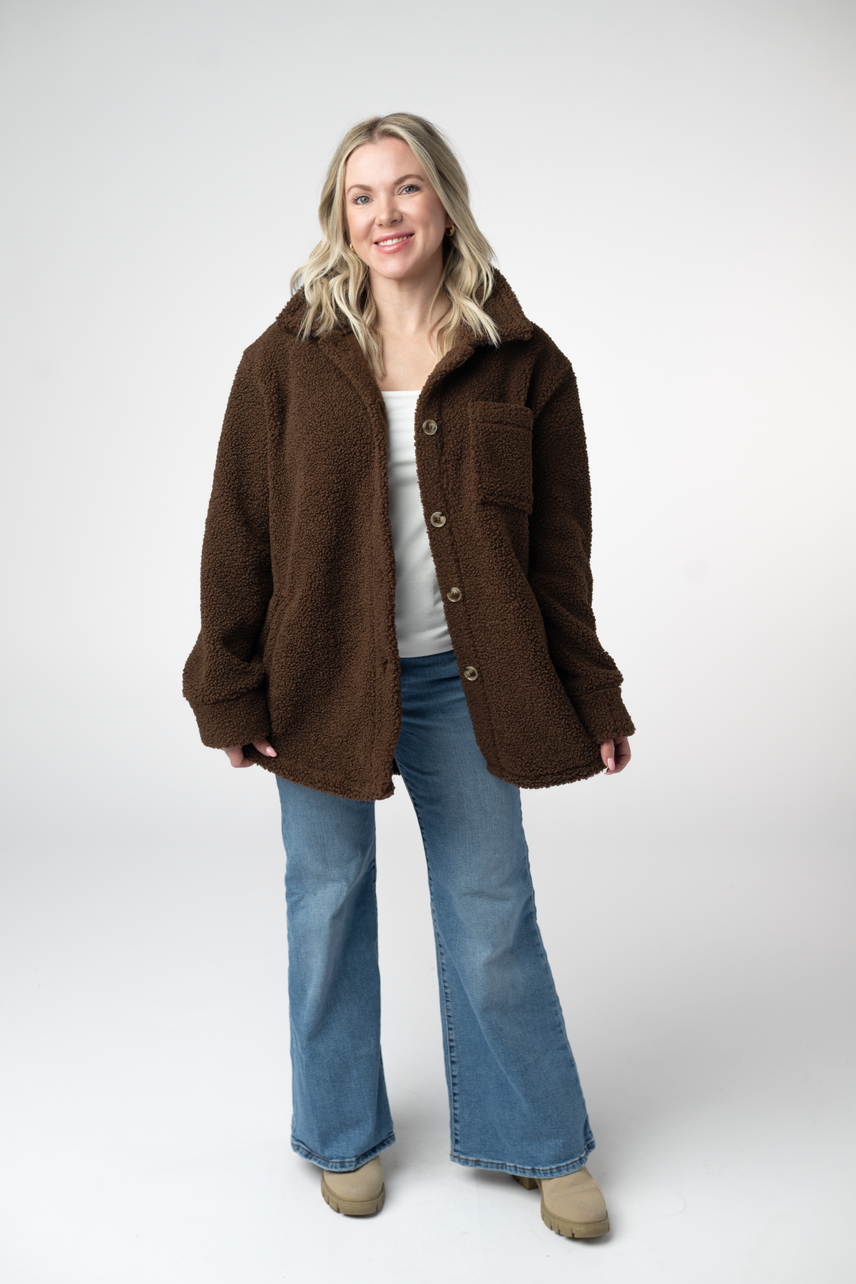 IN STOCK Teddy Oversized Shacket - Brown by Michelle Mae
