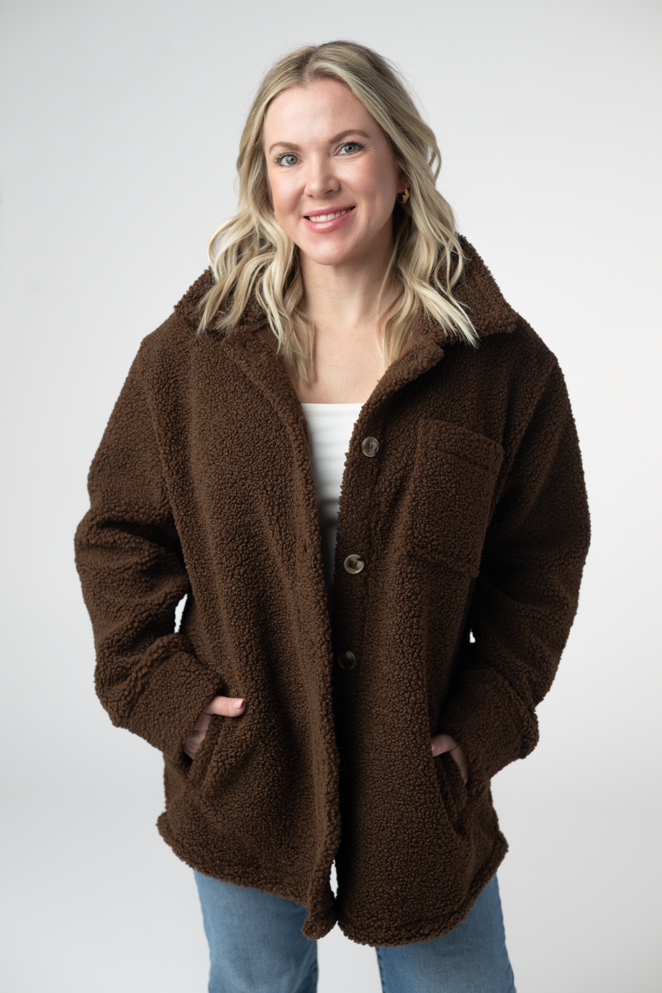 IN STOCK Teddy Oversized Shacket - Brown by Michelle Mae