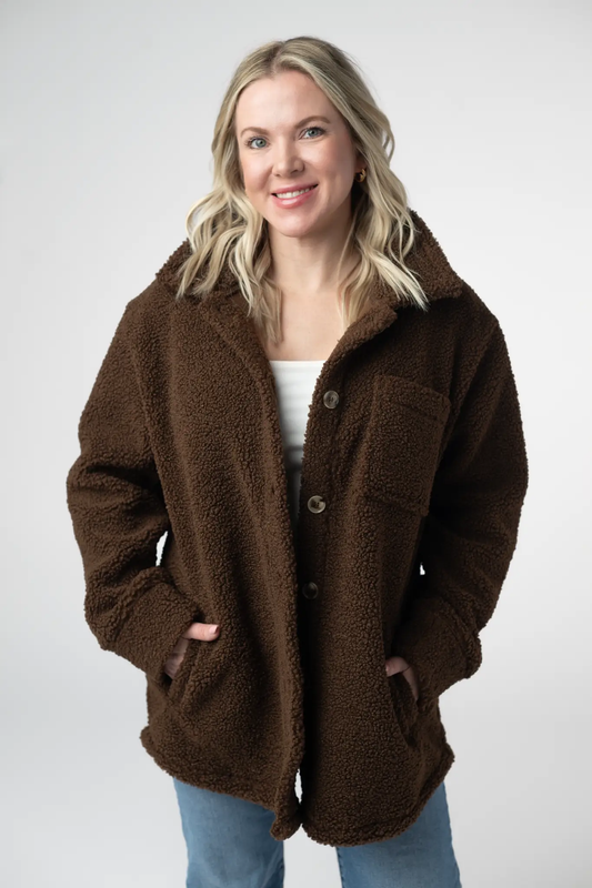 Teddy Oversized Shacket - Brown by Michelle Mae