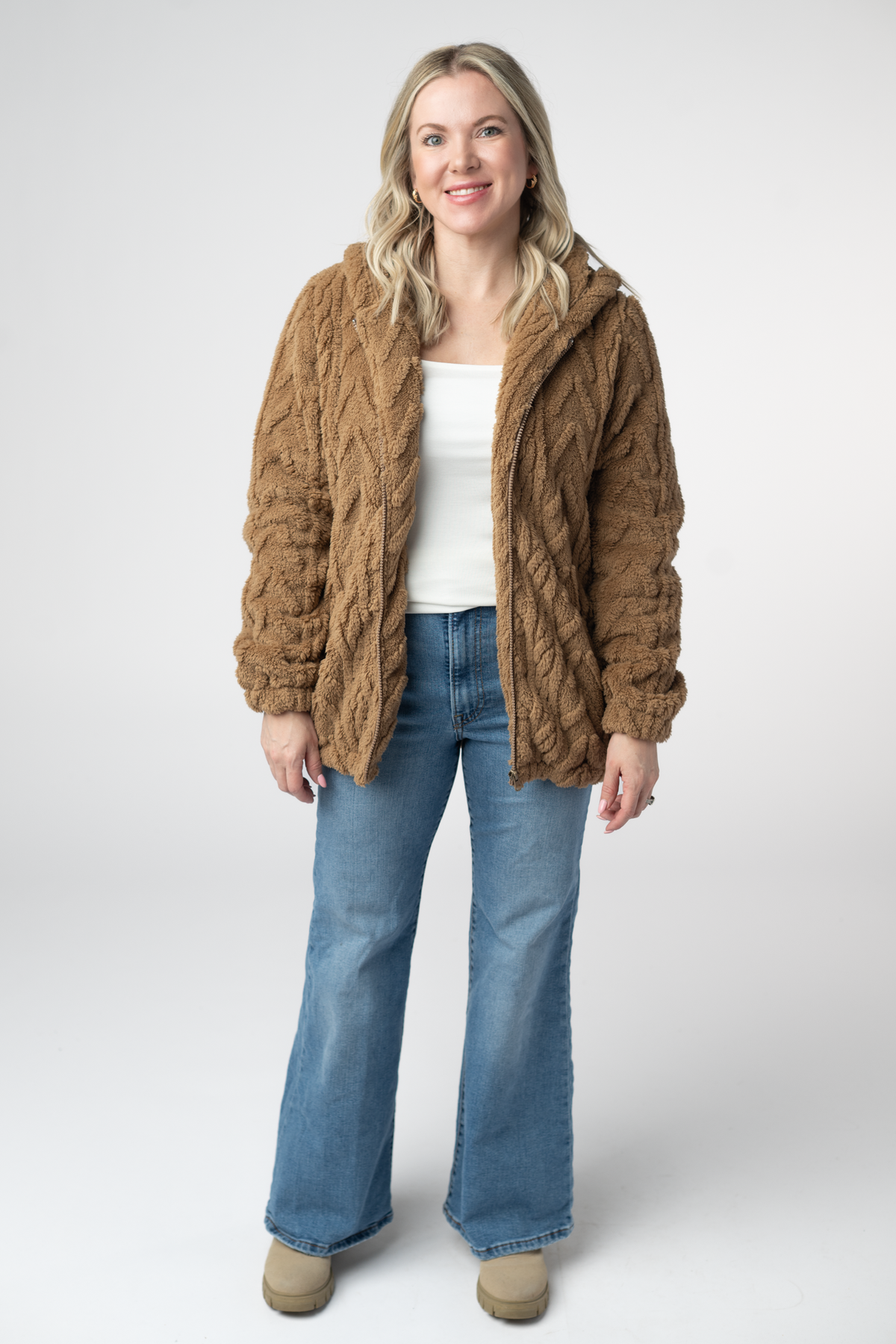 IN STOCK Fuzzy Sherpa Fullzip Hoodie - Maple by Michelle Mae