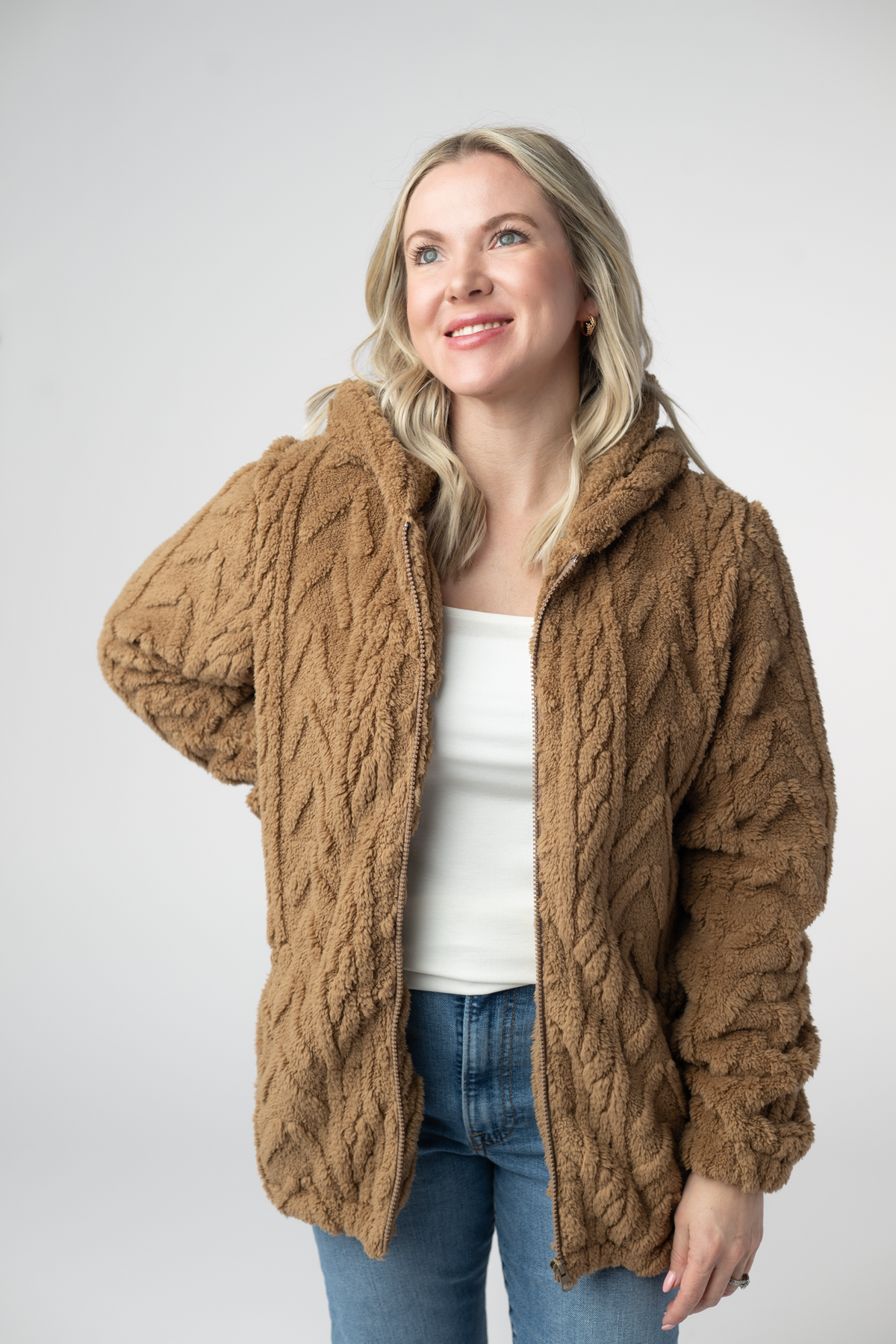 IN STOCK Fuzzy Sherpa Fullzip Hoodie - Maple by Michelle Mae