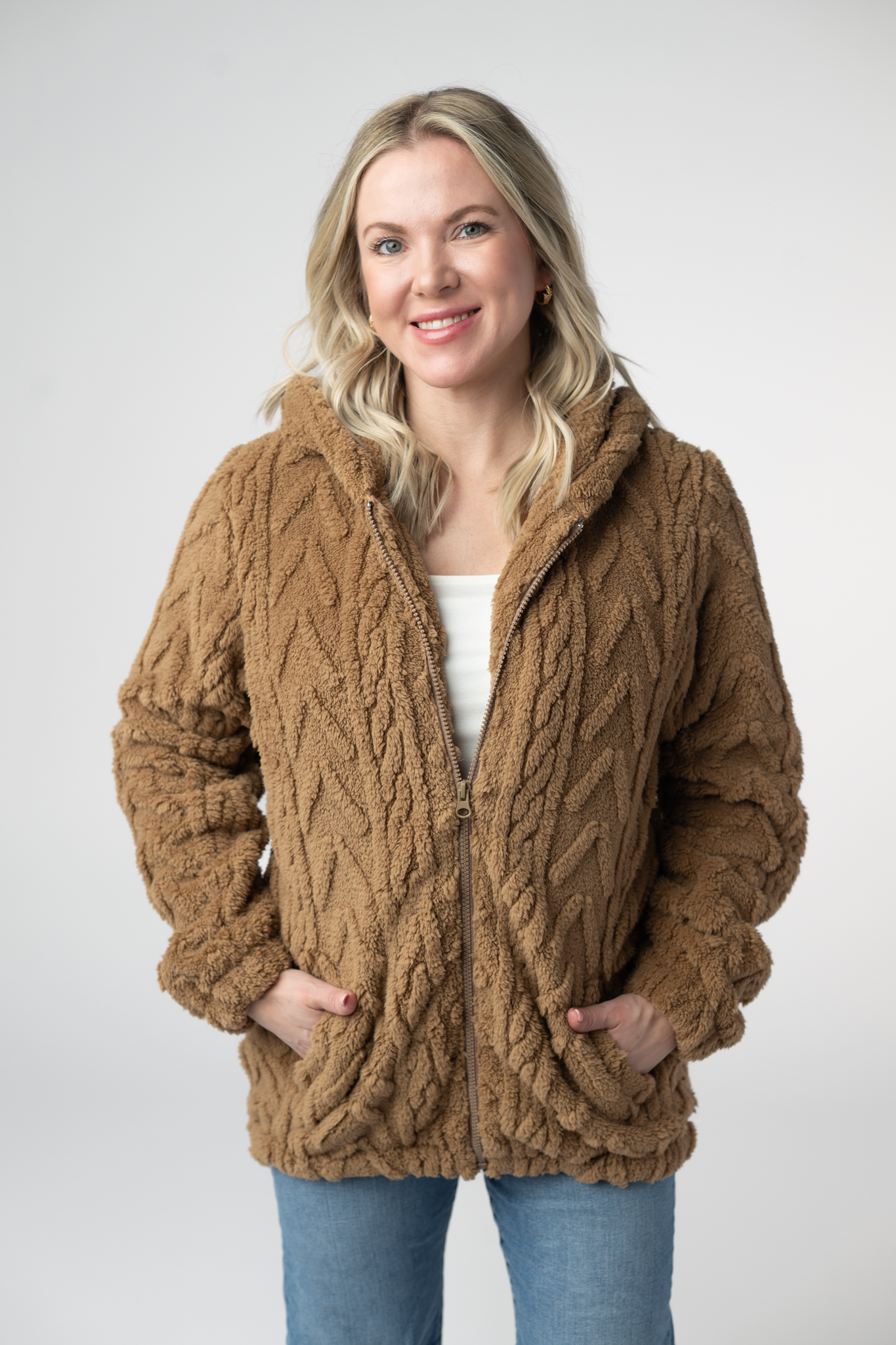 IN STOCK Fuzzy Sherpa Fullzip Hoodie - Maple by Michelle Mae