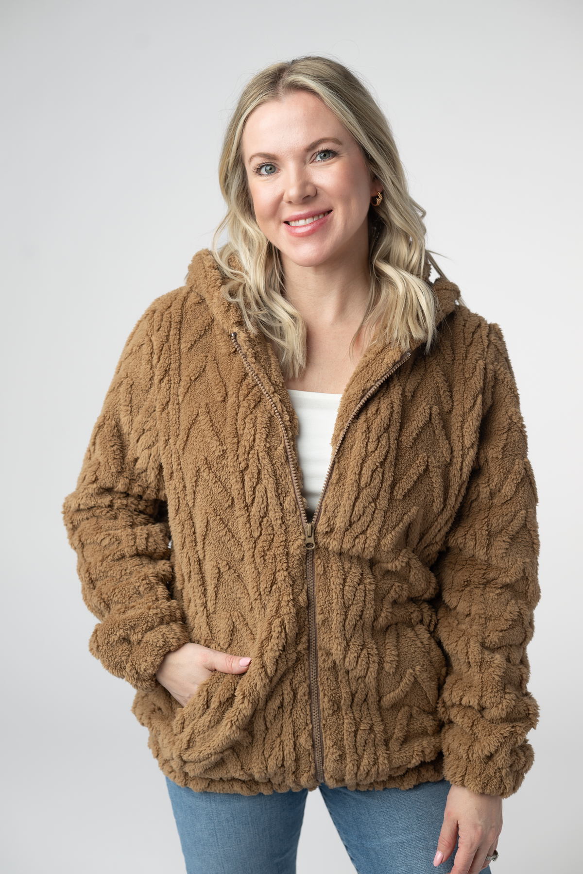 IN STOCK Fuzzy Sherpa Fullzip Hoodie - Maple by Michelle Mae