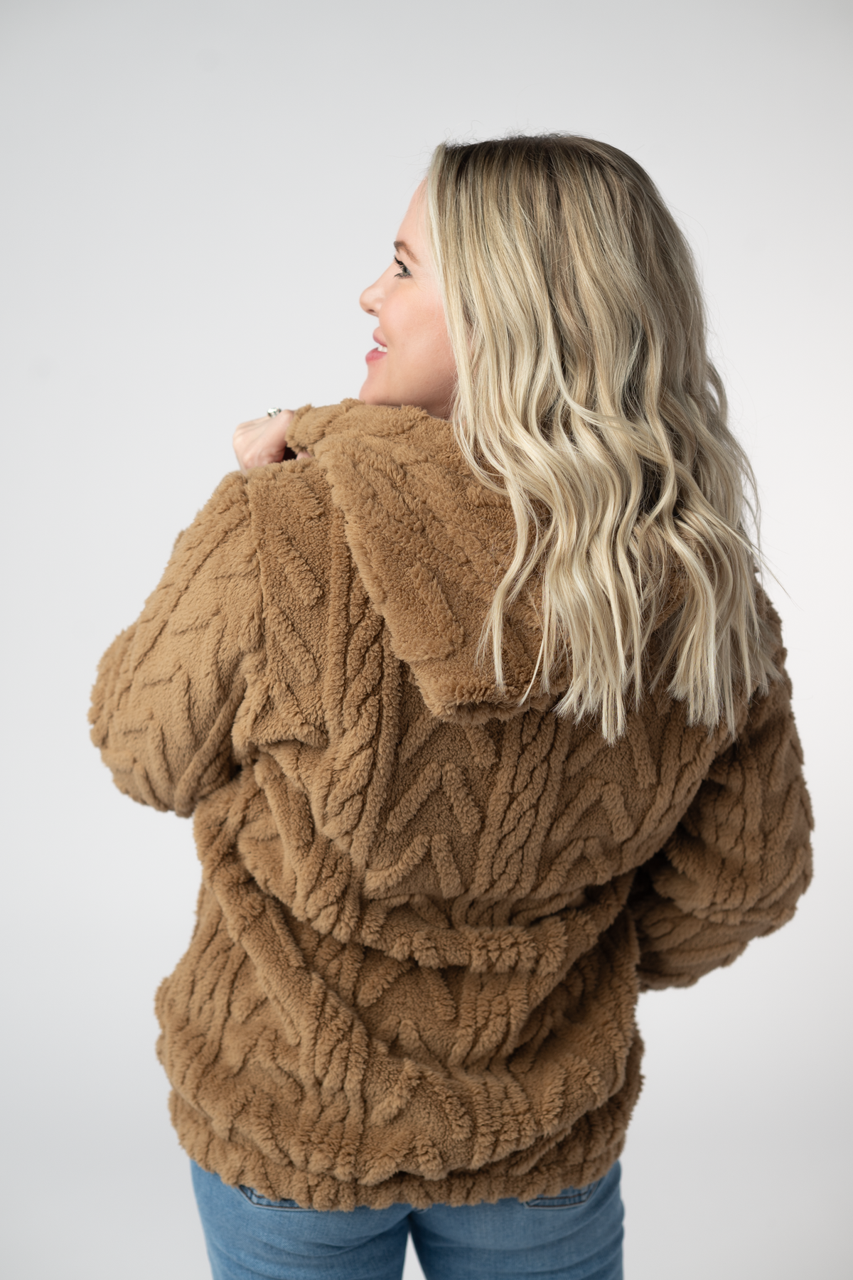 IN STOCK Fuzzy Sherpa Fullzip Hoodie - Maple by Michelle Mae