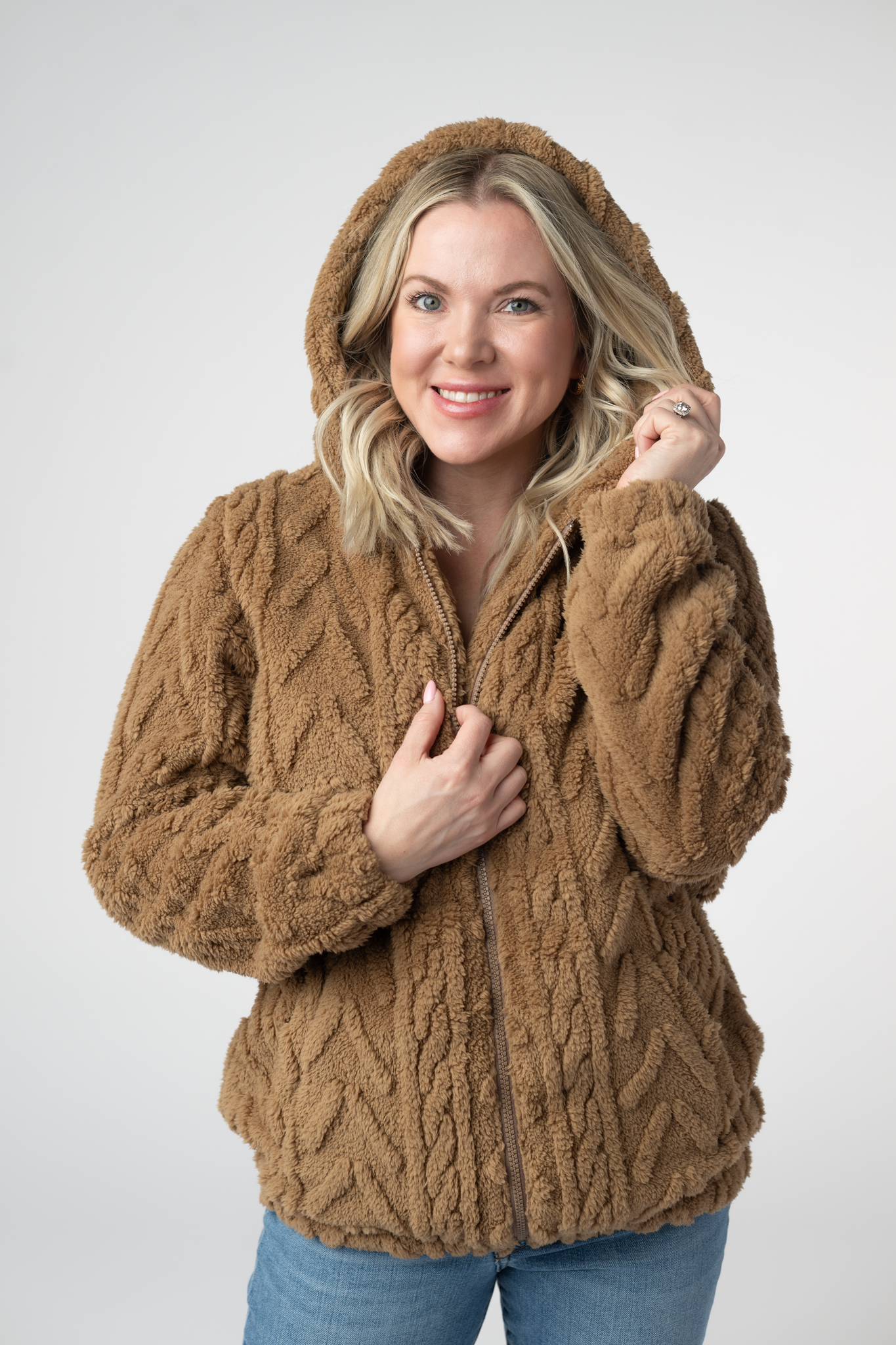Fuzzy Sherpa Fullzip Hoodie - Maple by Michelle Mae