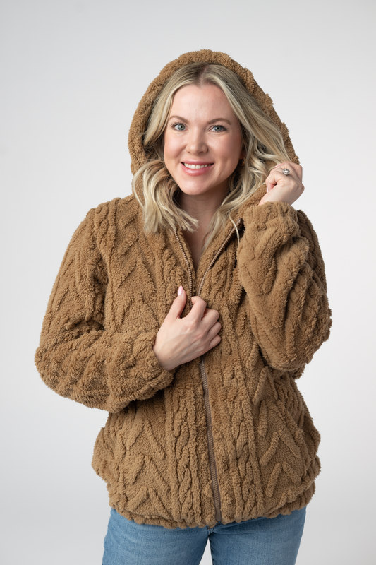 IN STOCK Fuzzy Sherpa Fullzip Hoodie - Maple by Michelle Mae