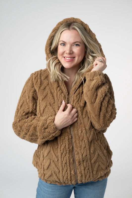 Fuzzy Sherpa Fullzip Hoodie - Maple by Michelle Mae