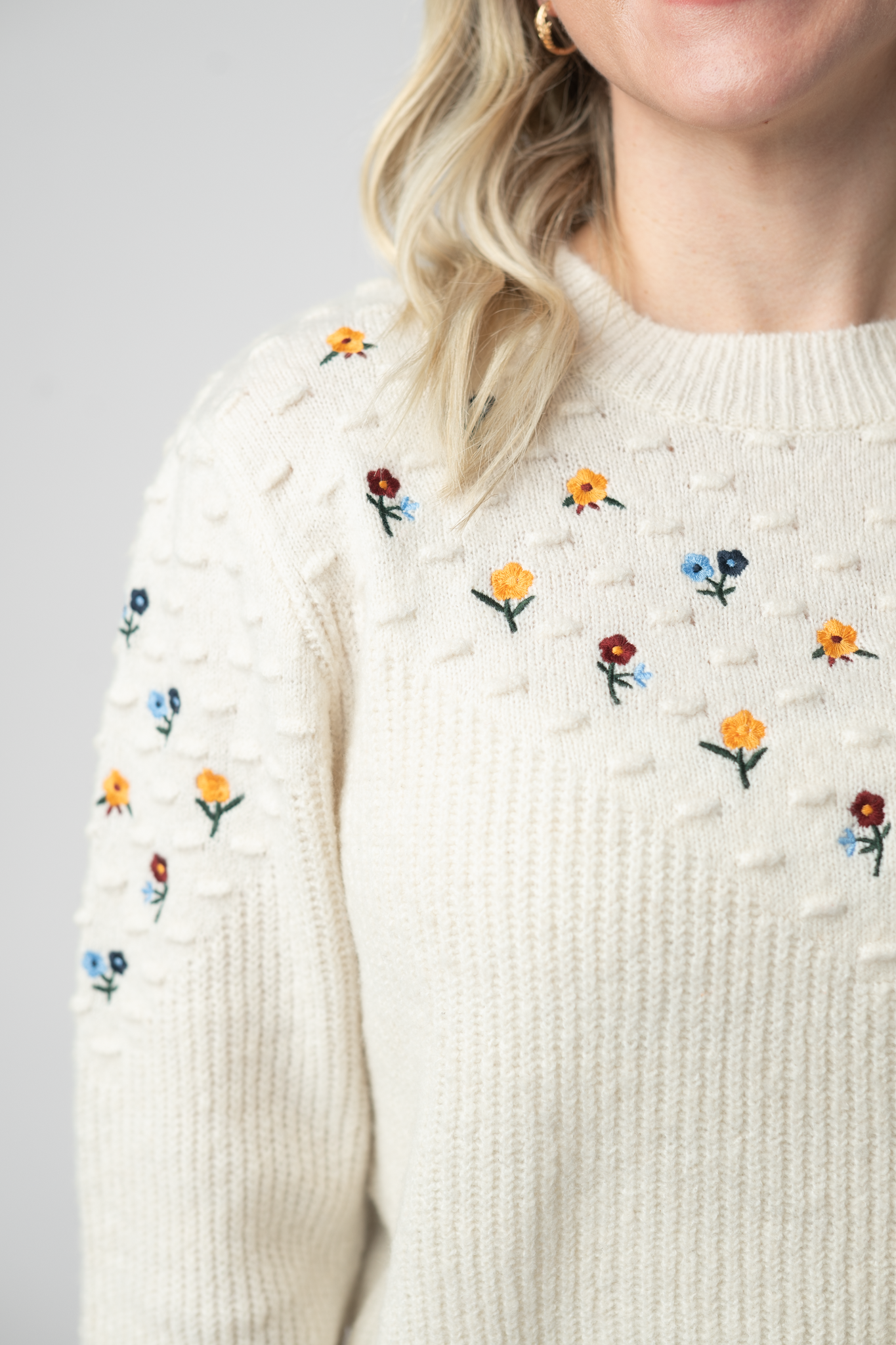 IN STOCK Micro Flower Sweater - Ivory by Michelle Mae