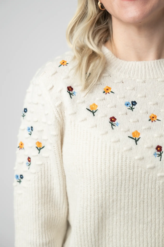Micro Flower Sweater - Ivory by Michelle Mae