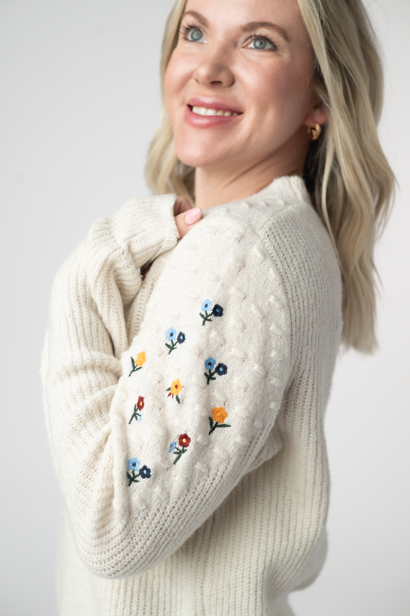 IN STOCK Micro Flower Sweater - Ivory by Michelle Mae