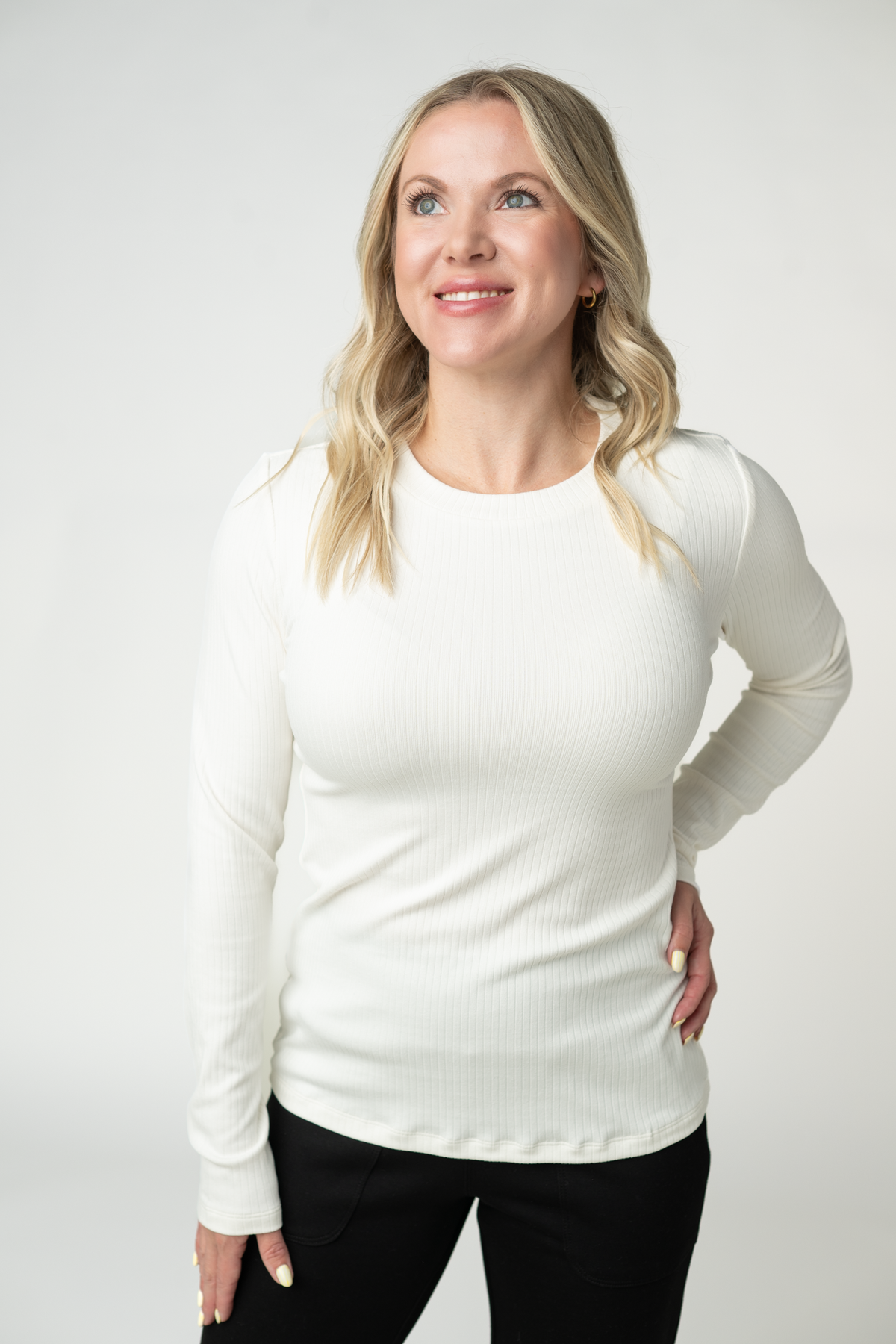 IN STOCK Reese Ribbed Long Sleeve Top - Ivory by Michelle Mae