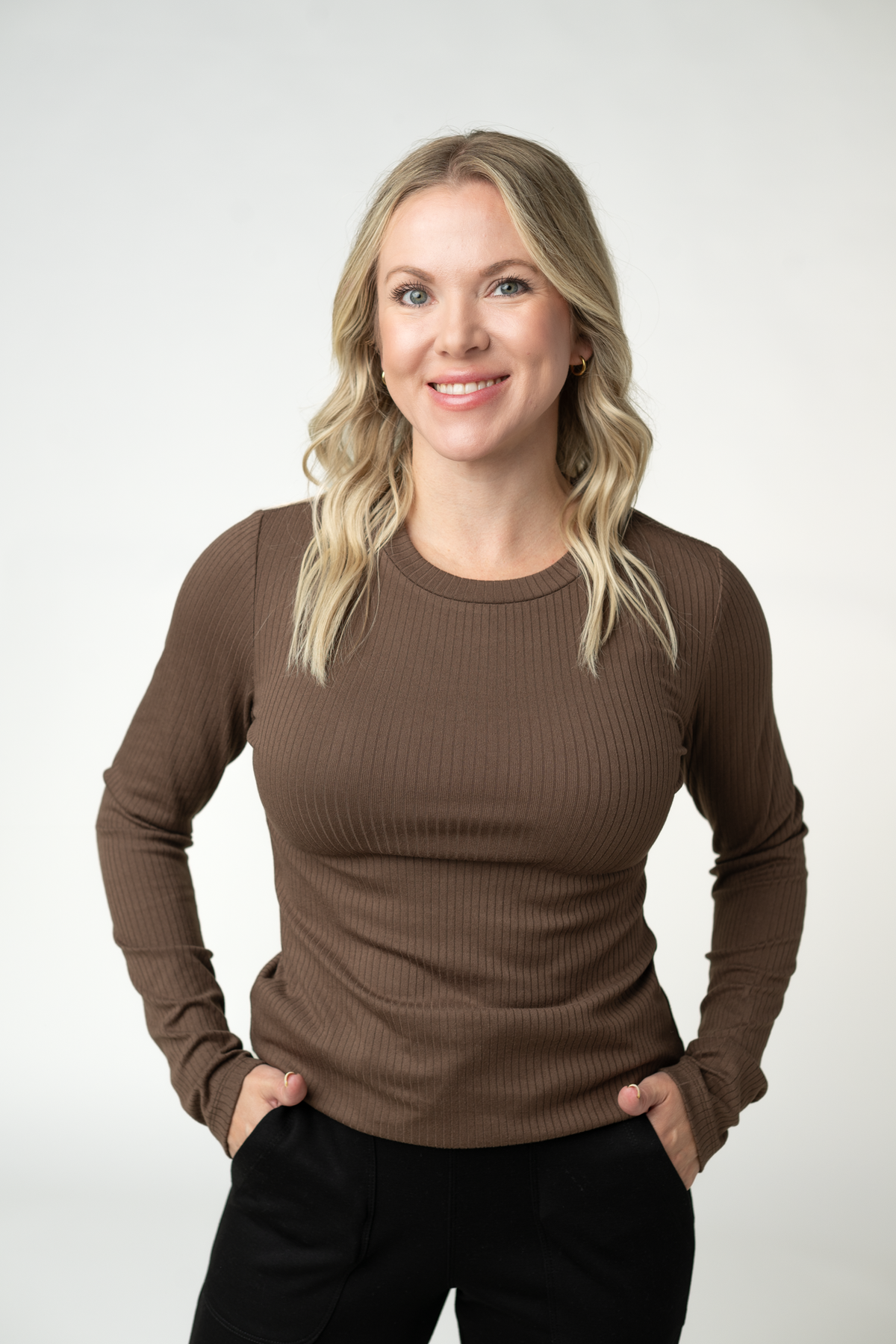 IN STOCK Reese Ribbed Long Sleeve Top - Brown by Michelle Mae