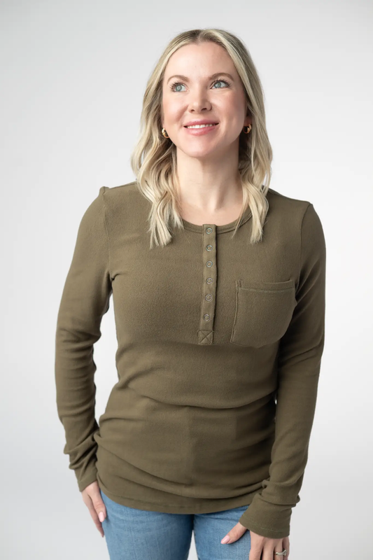Georgia Long Sleeve Top - Olive by Michelle Mae