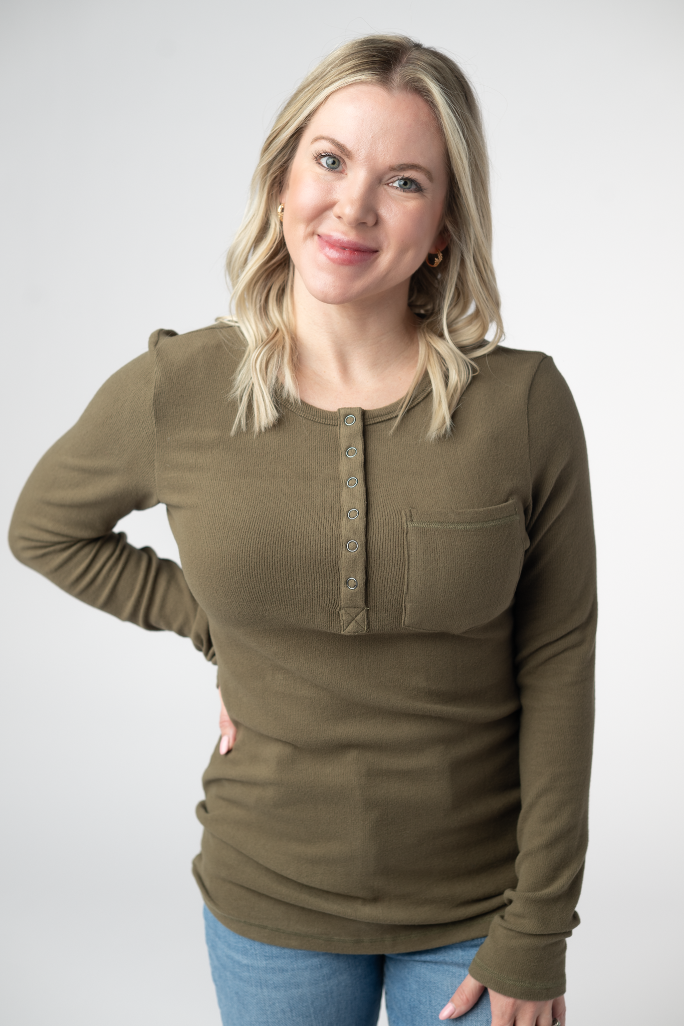 IN STOCK Georgia Long Sleeve Top - Olive by Michelle Mae