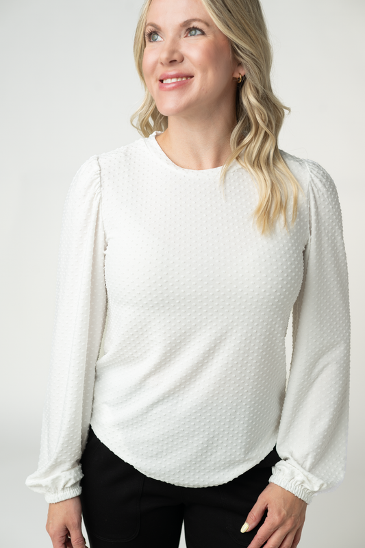 IN STOCK Miranda Dot Top - White by Michelle Mae
