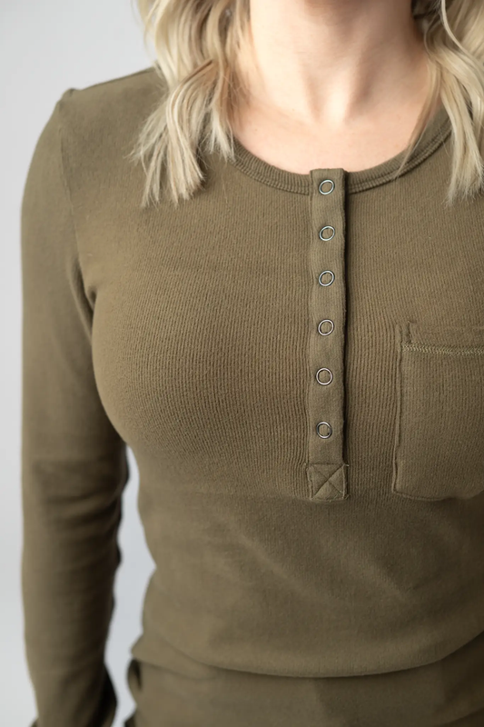 Georgia Long Sleeve Top - Olive by Michelle Mae