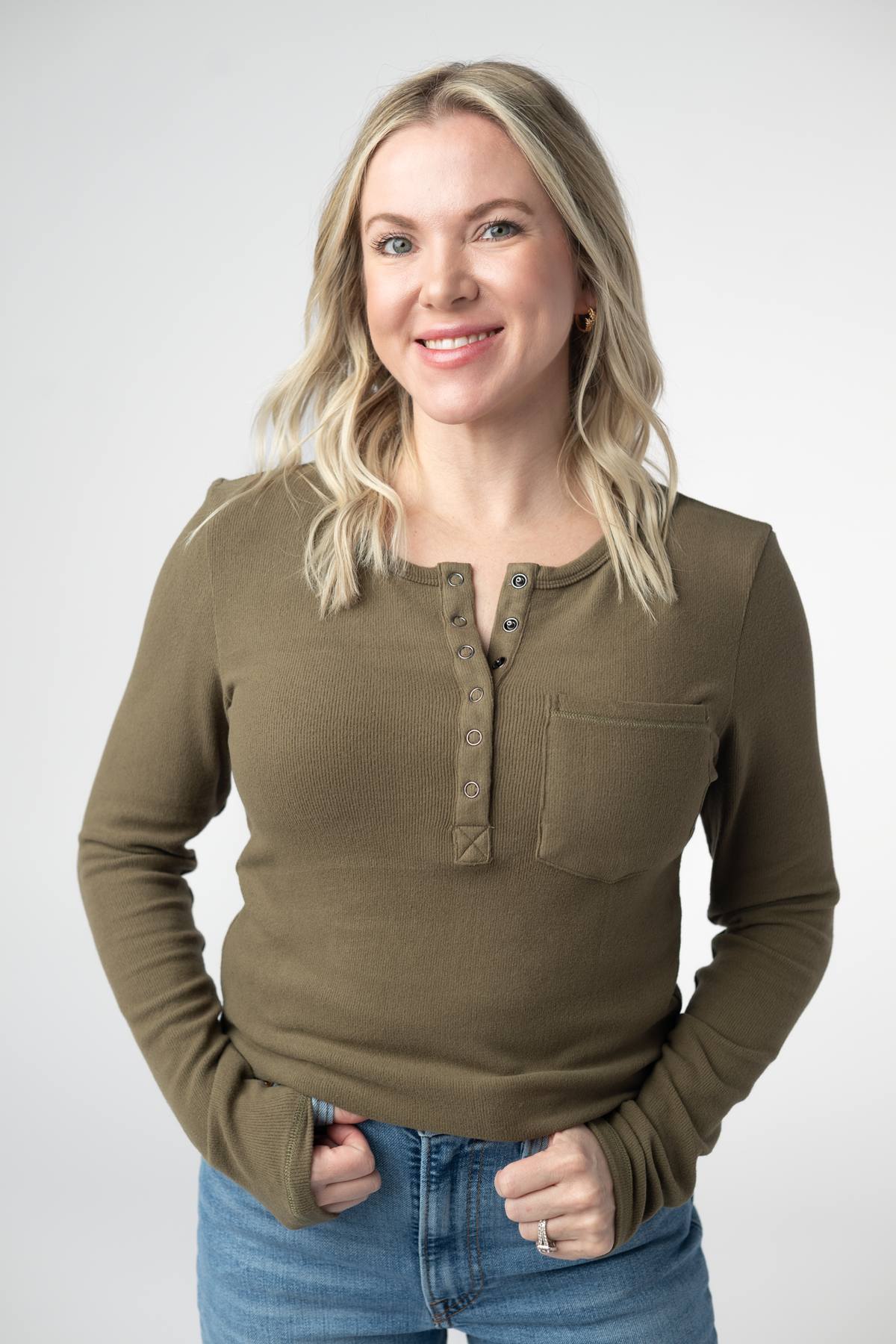 IN STOCK Georgia Long Sleeve Top - Olive by Michelle Mae