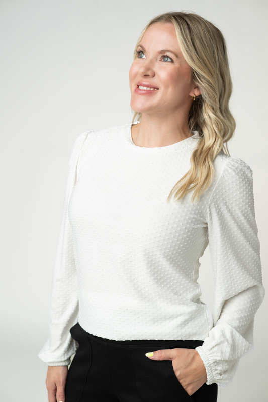 IN STOCK Miranda Dot Top - White by Michelle Mae