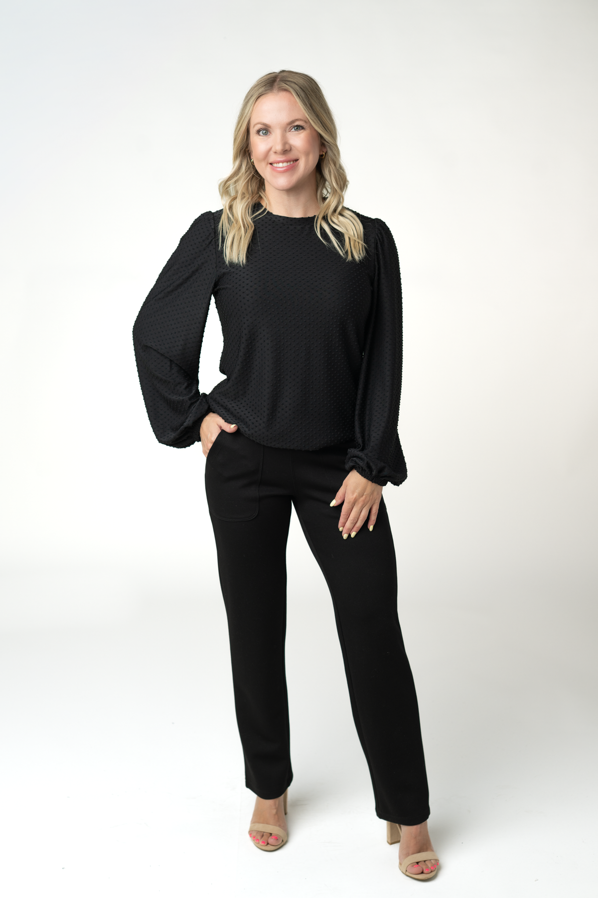 IN STOCK Miranda Dot Top - Black by Michelle Mae