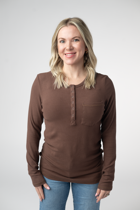 IN STOCK Georgia Long Sleeve Top - Brown by Michelle Mae