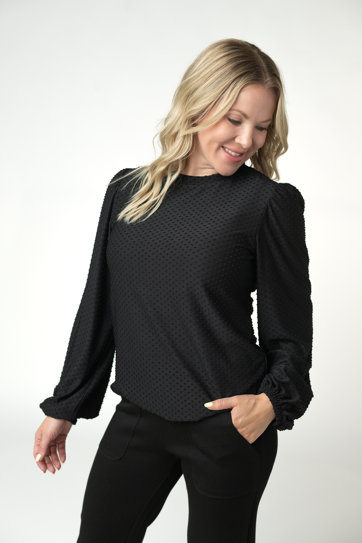 IN STOCK Miranda Dot Top - Black by Michelle Mae
