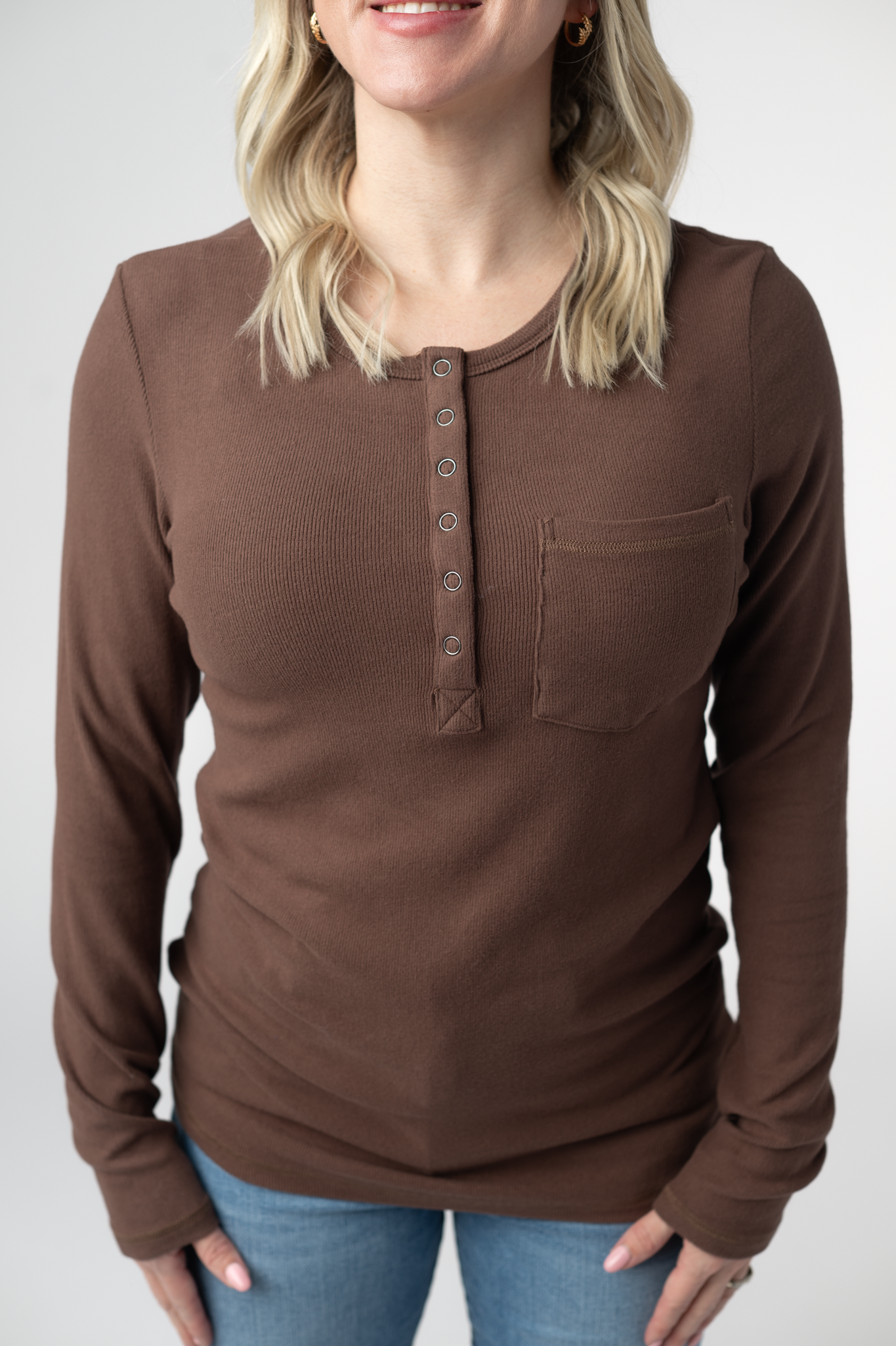IN STOCK Georgia Long Sleeve Top - Brown by Michelle Mae