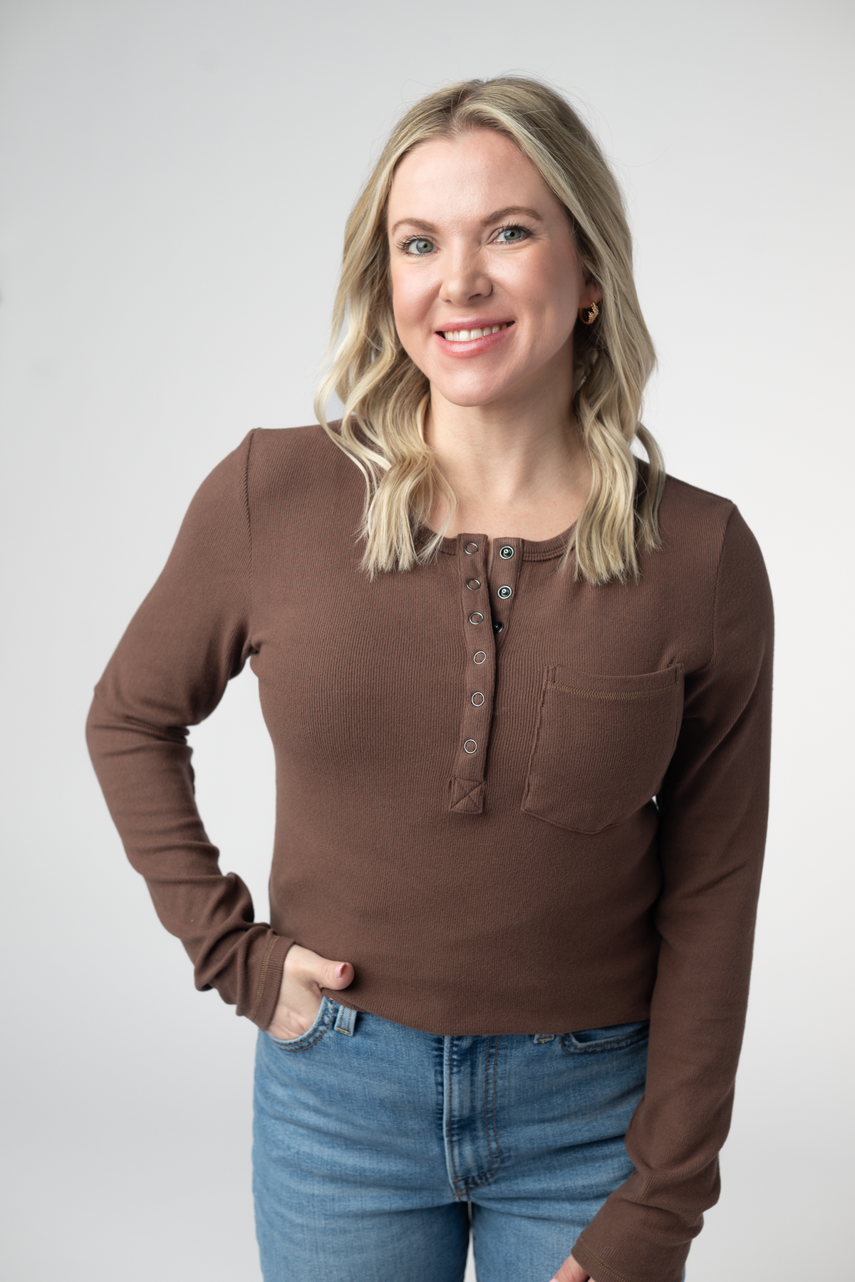 IN STOCK Georgia Long Sleeve Top - Brown by Michelle Mae