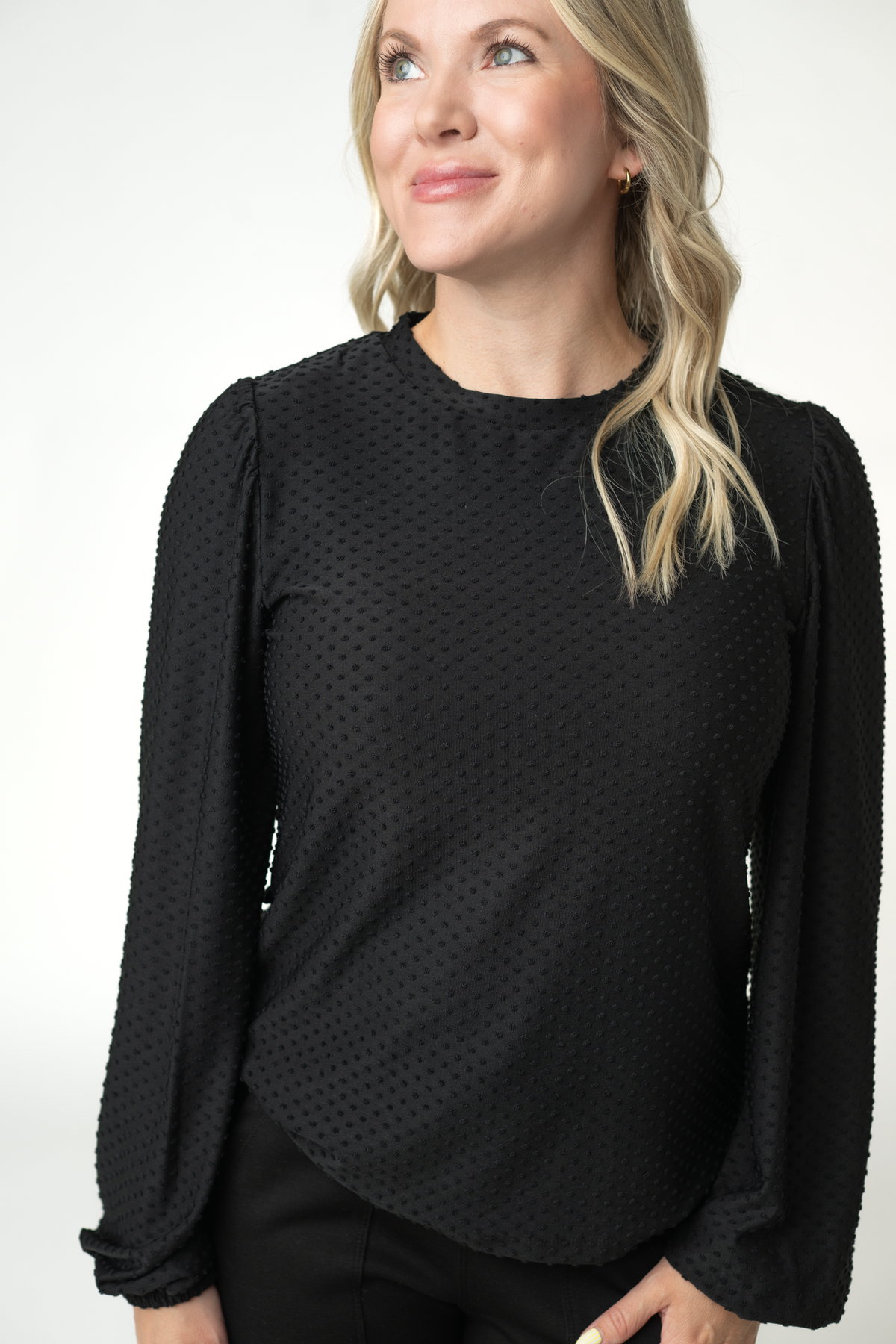 Women Miranda Dot Top Black Blouse Professional Office Attire