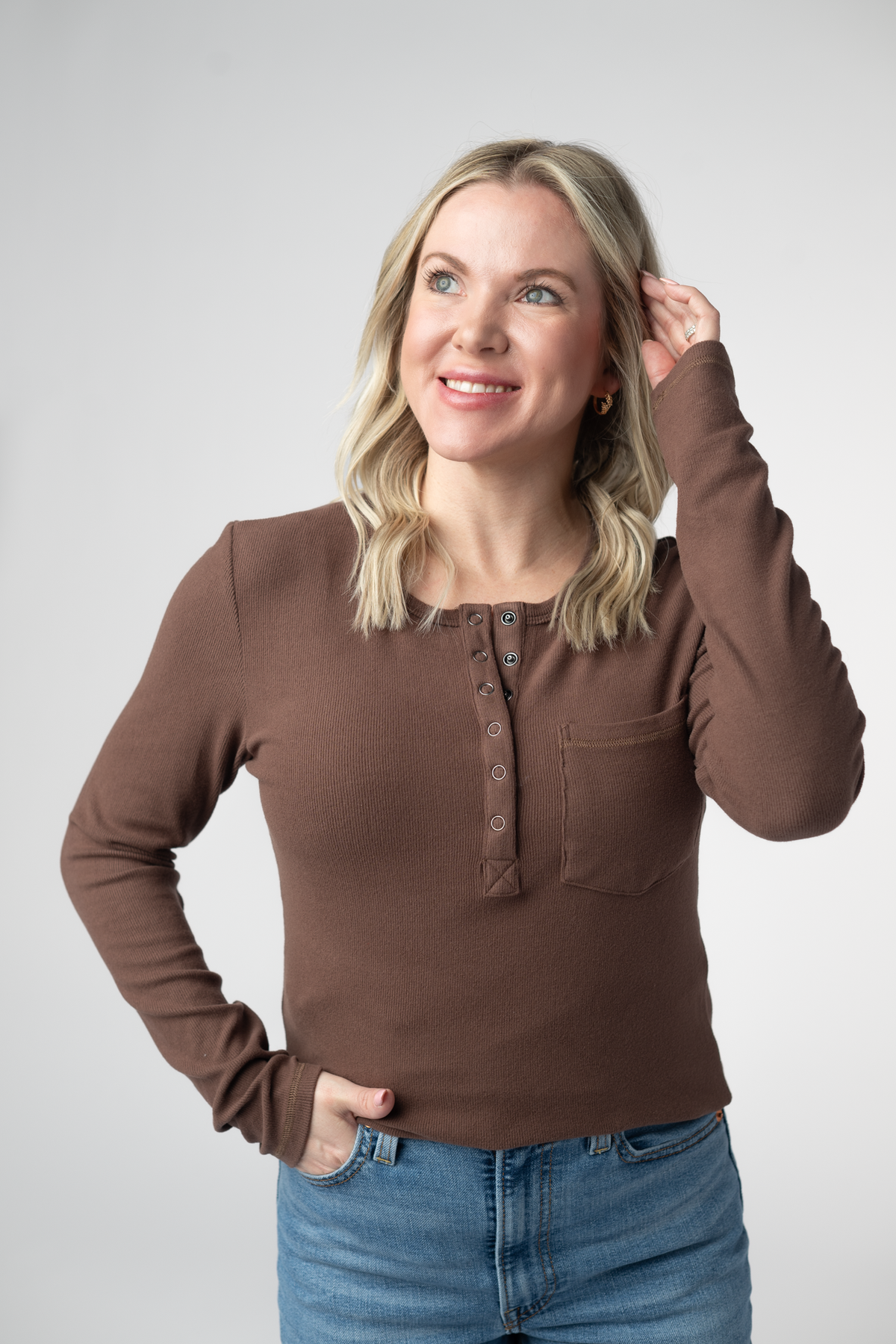 IN STOCK Georgia Long Sleeve Top - Brown by Michelle Mae