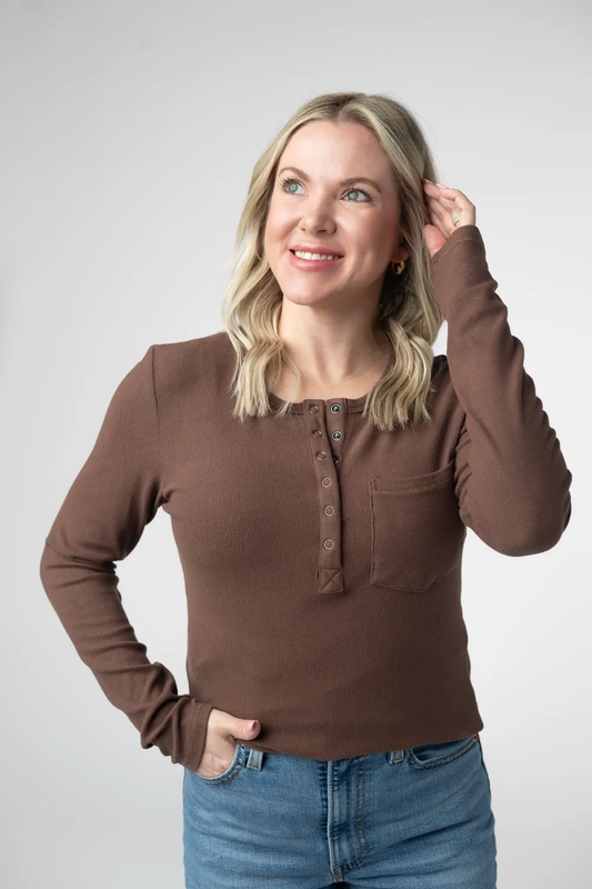 Georgia Long Sleeve Top - Brown by Michelle Mae