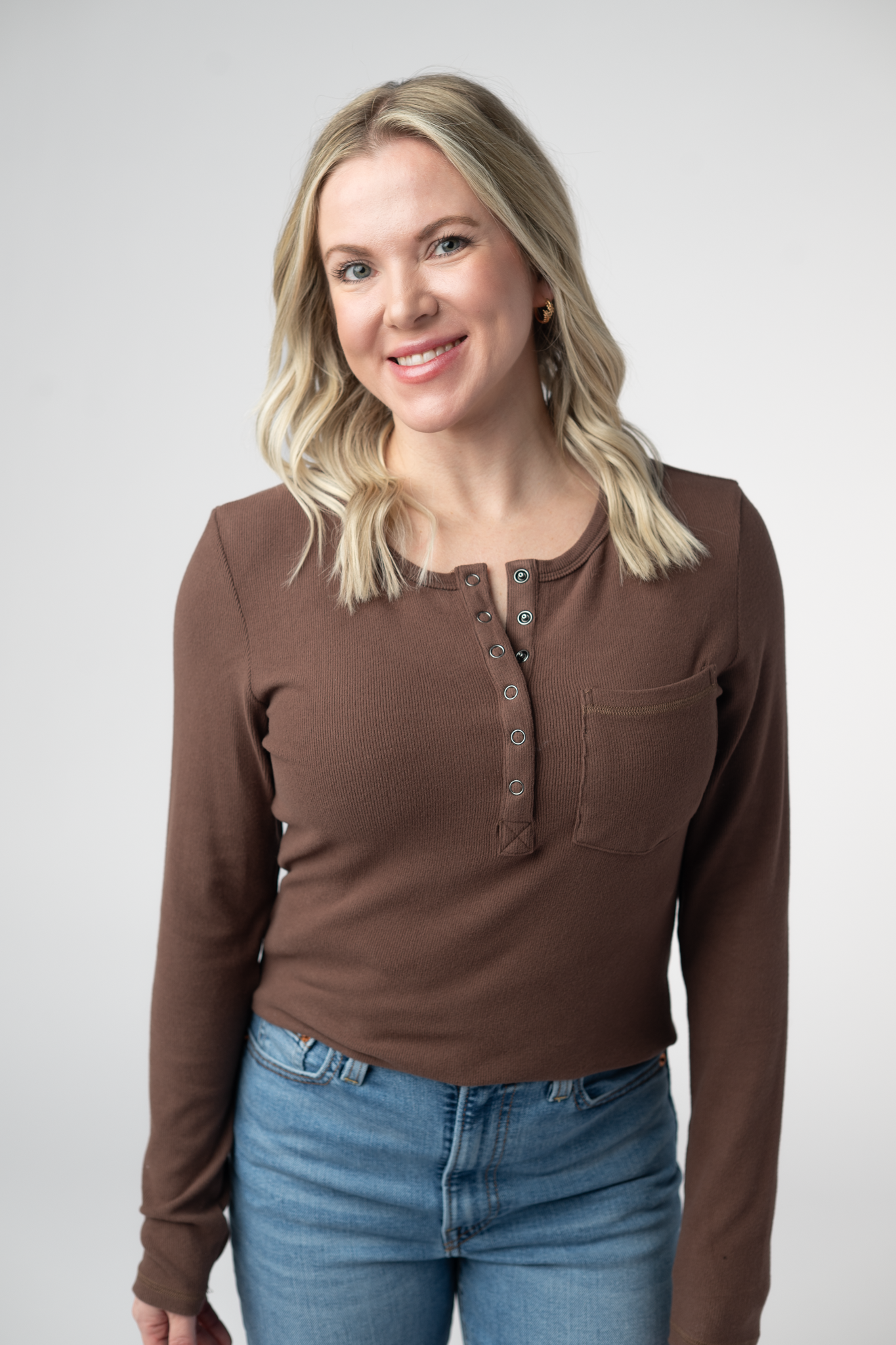 IN STOCK Georgia Long Sleeve Top - Brown by Michelle Mae