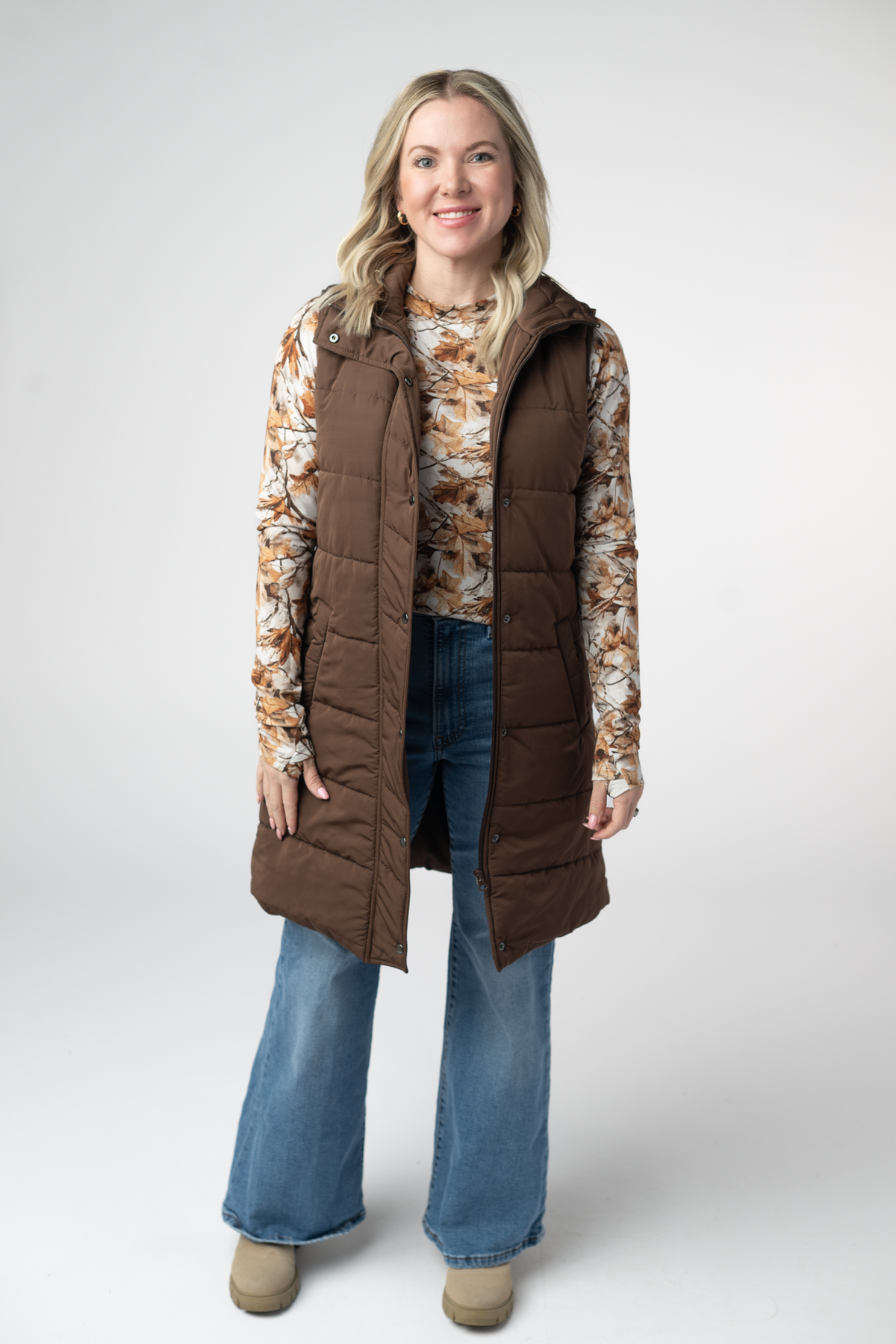 IN STOCK Harlow Long Vest - Brown by Michelle Mae