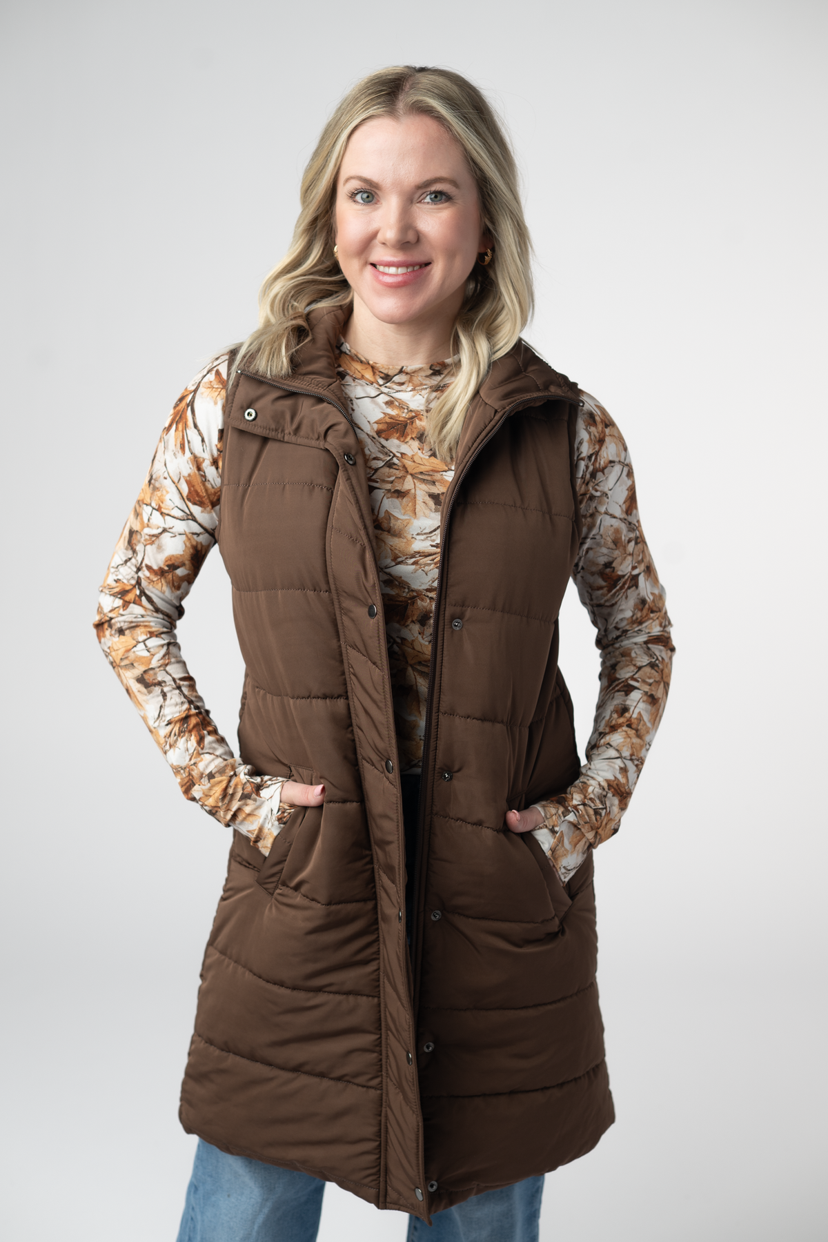 IN STOCK Harlow Long Vest - Brown by Michelle Mae