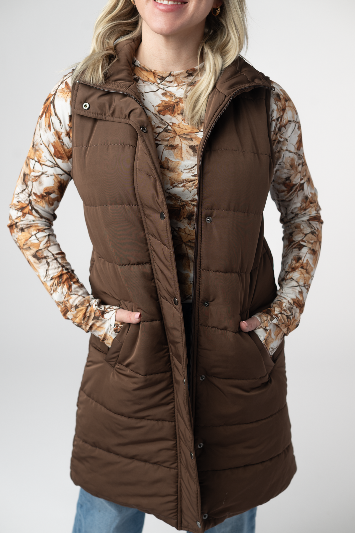IN STOCK Harlow Long Vest - Brown by Michelle Mae