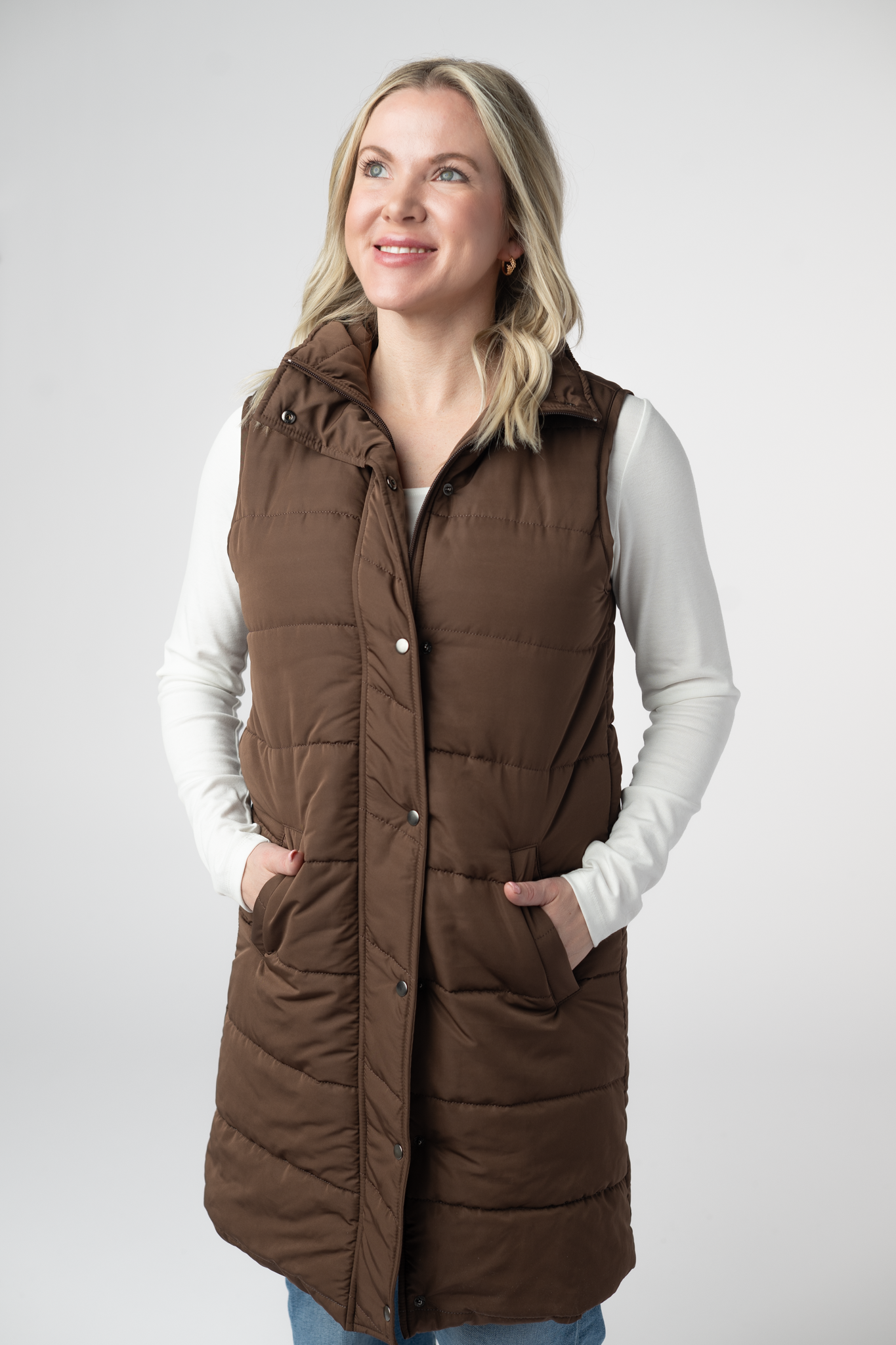IN STOCK Harlow Long Vest - Brown by Michelle Mae